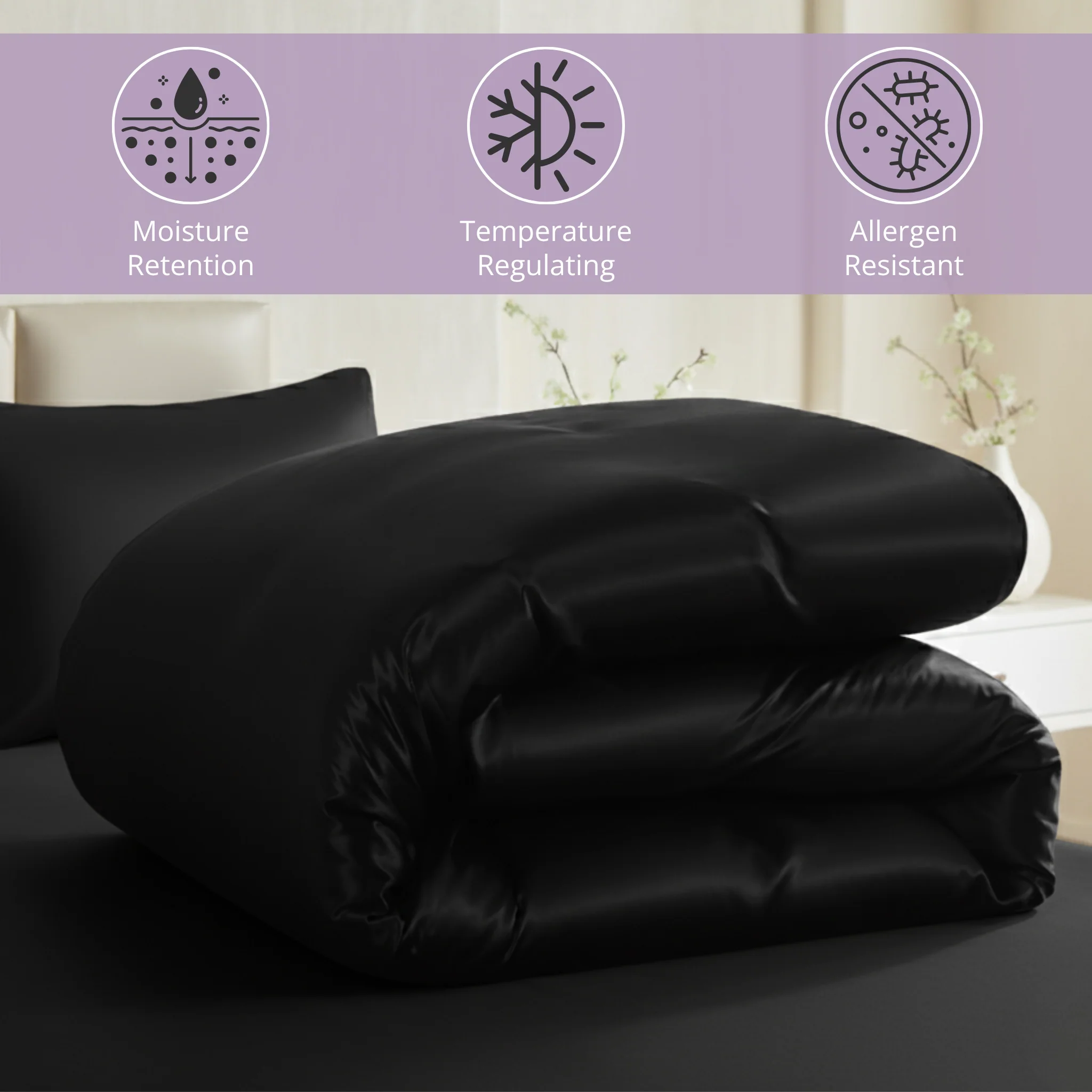 22 Momme Silk Duvet Cover - Black - Image 5