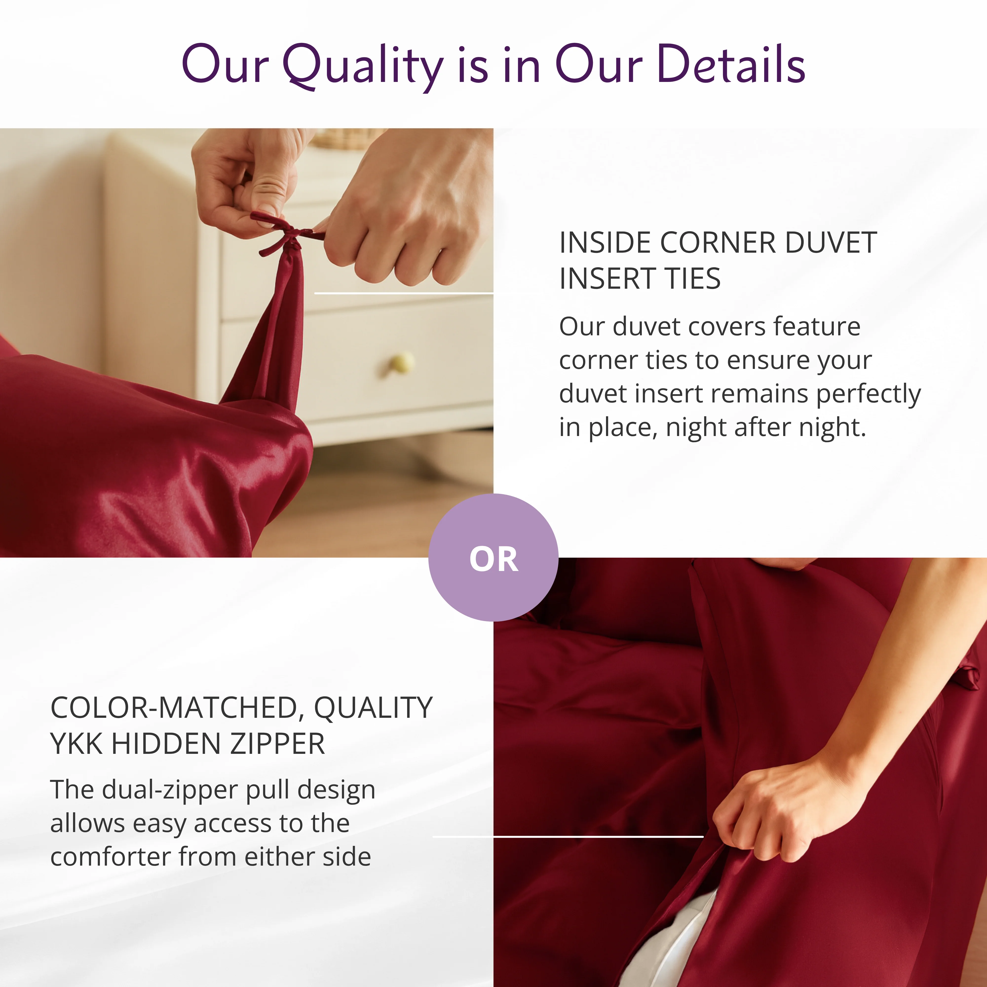 22 Momme Silk Duvet Cover - Cabernet - Image 3