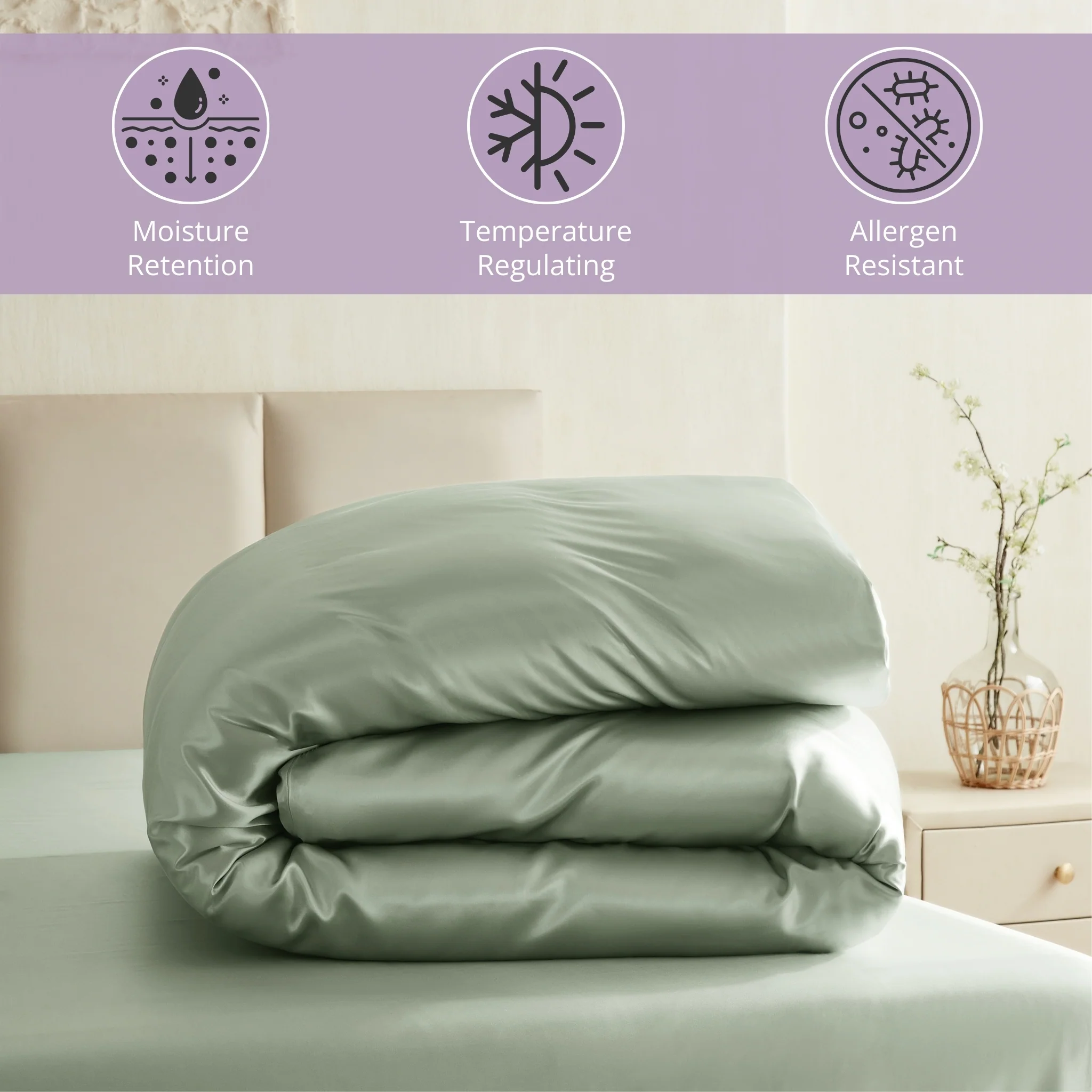 22 Momme Silk Duvet Cover - Sage - Image 4