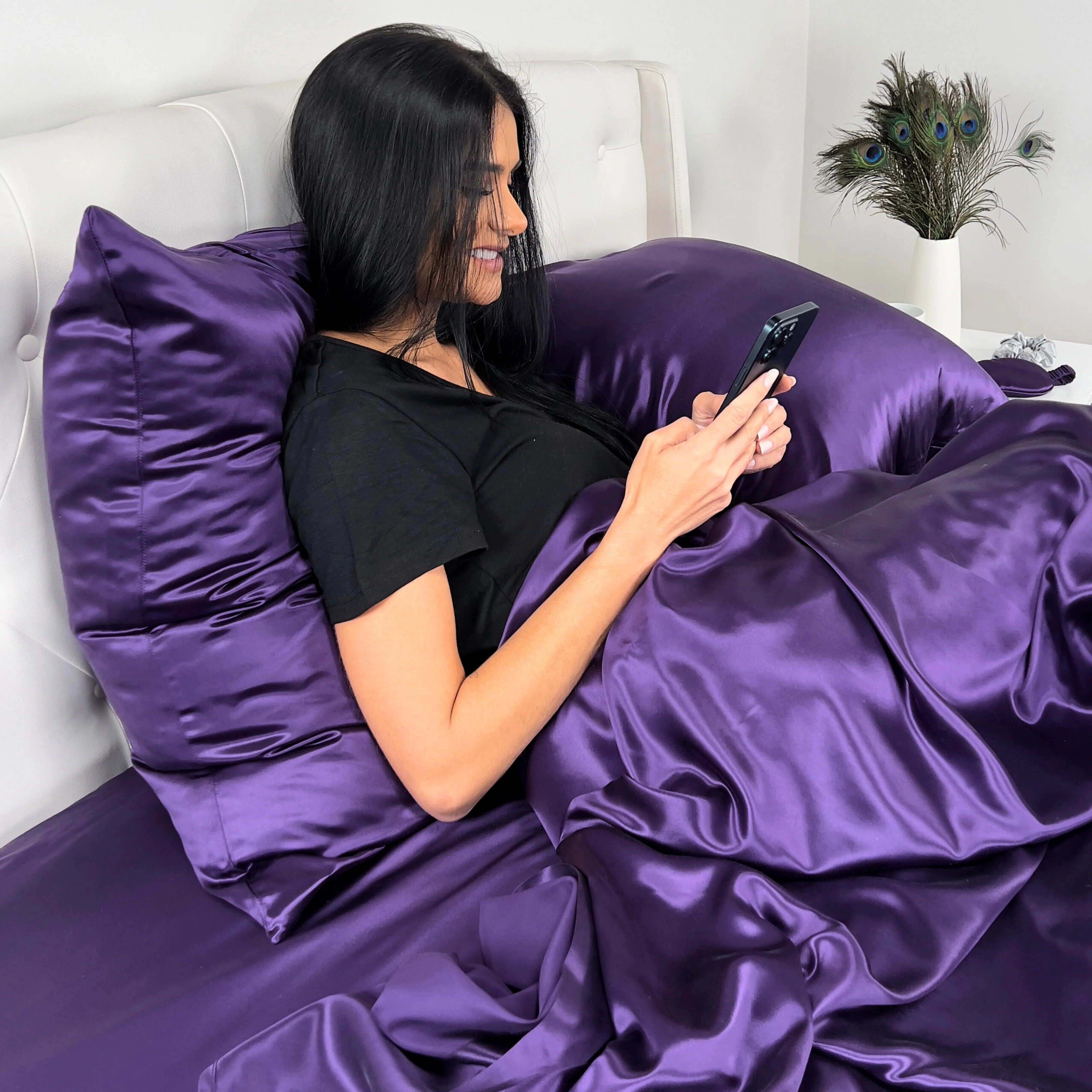 22 Momme Silk Euro Sham - Plum - Image 7