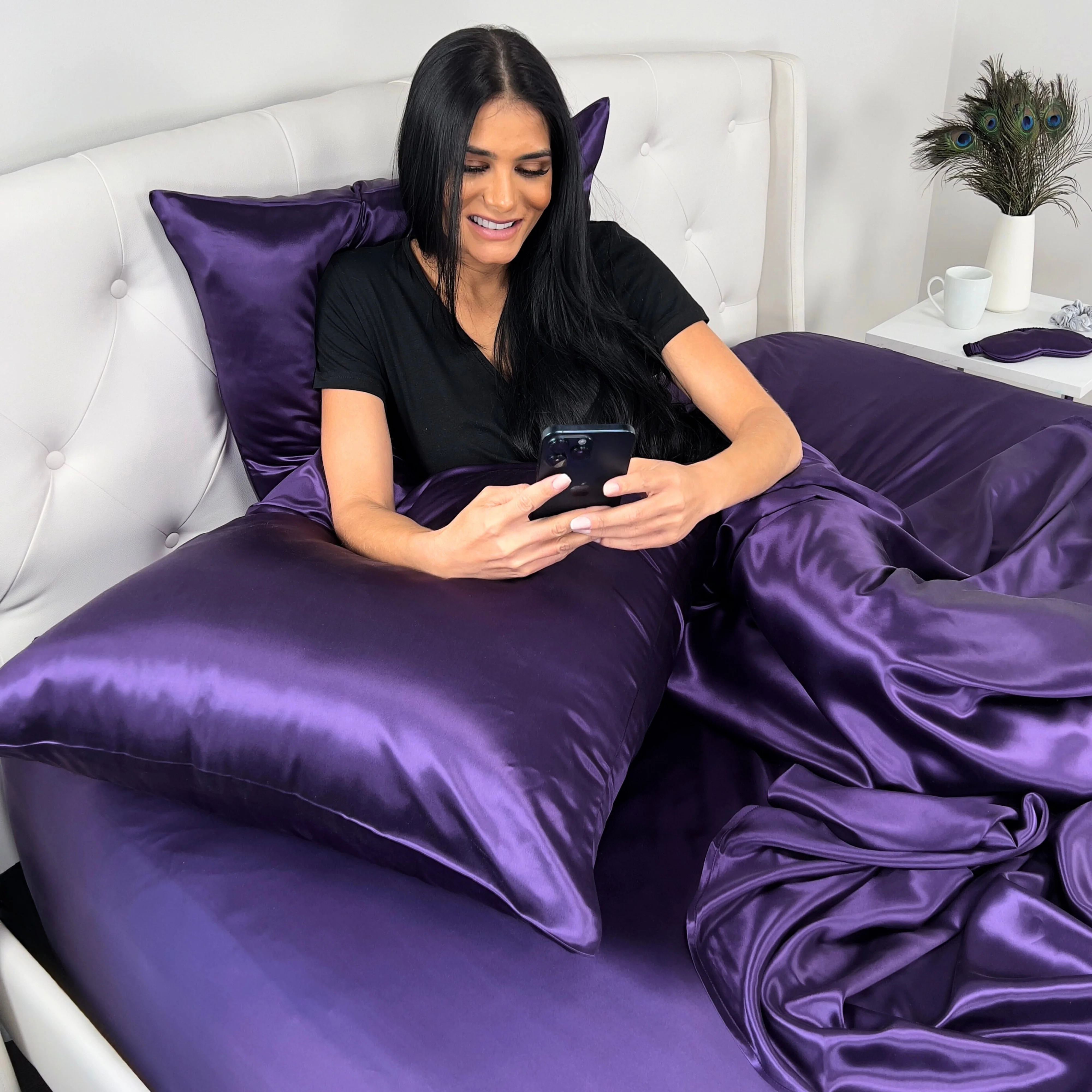 22 Momme Silk Pillowcase - Plum - Image 13
