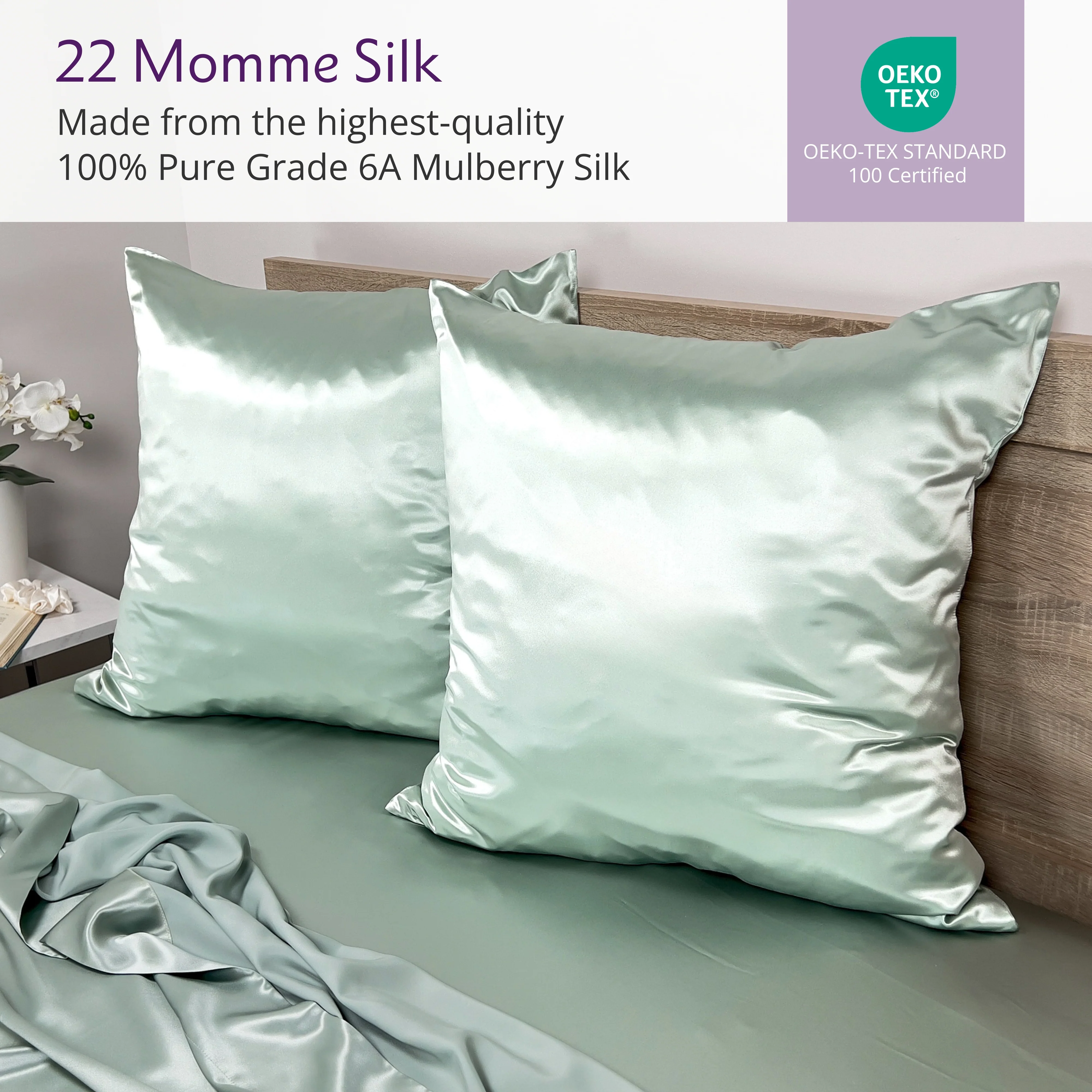 22 Momme Silk Euro Sham - White - Image 3