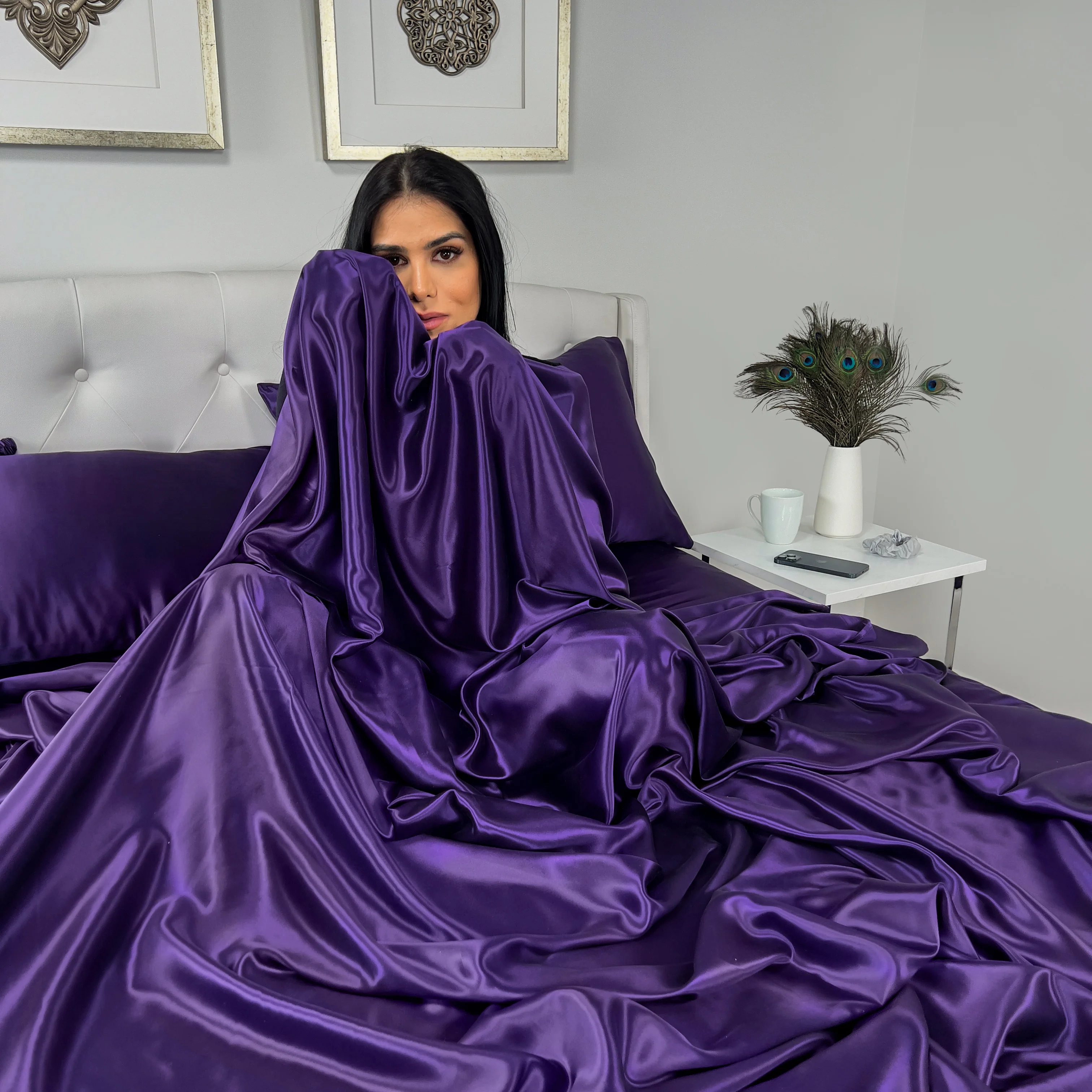 22 Momme Silk Flat Sheet - Plum - Image 3