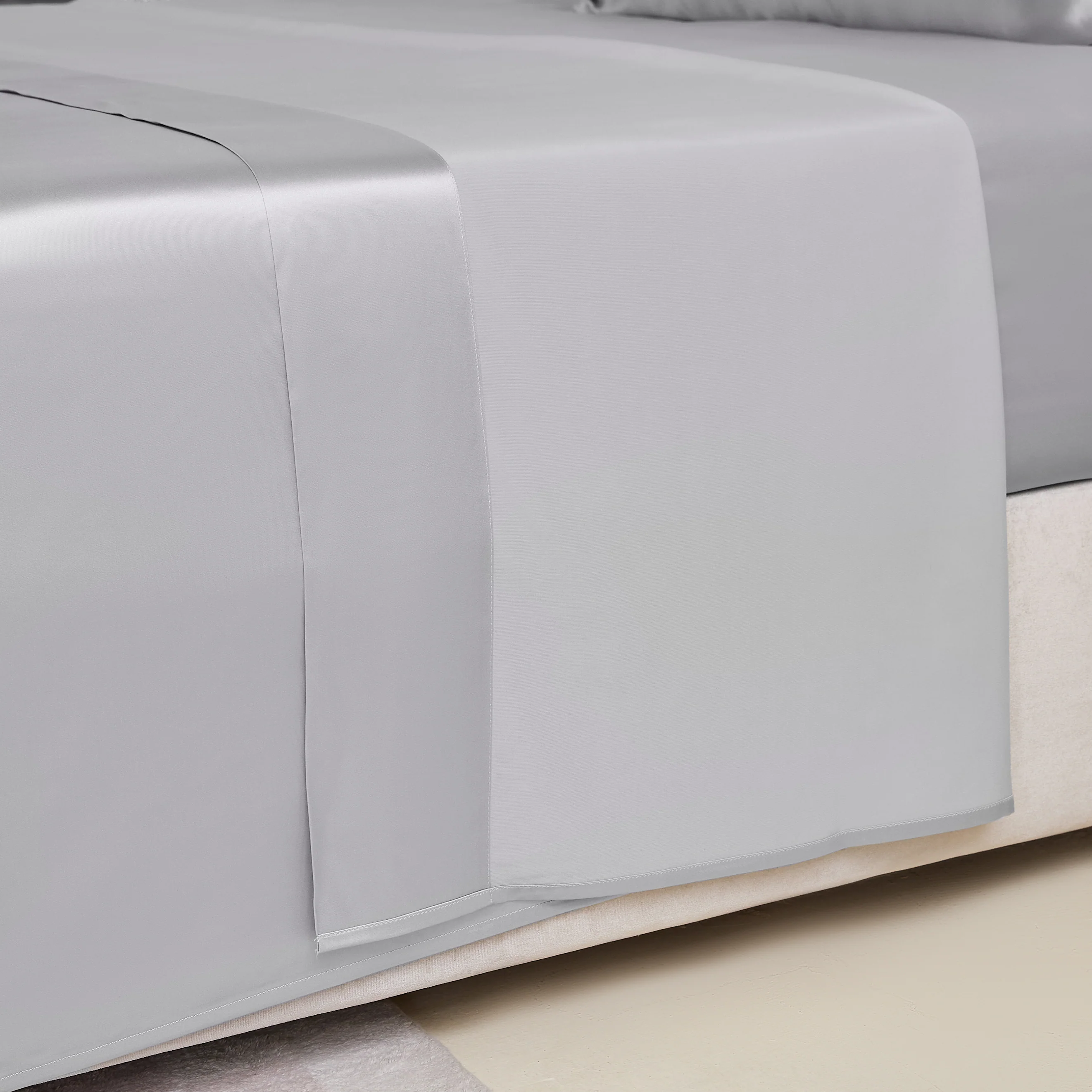 22 Momme Silk Flat Sheet - Silver - Image 4