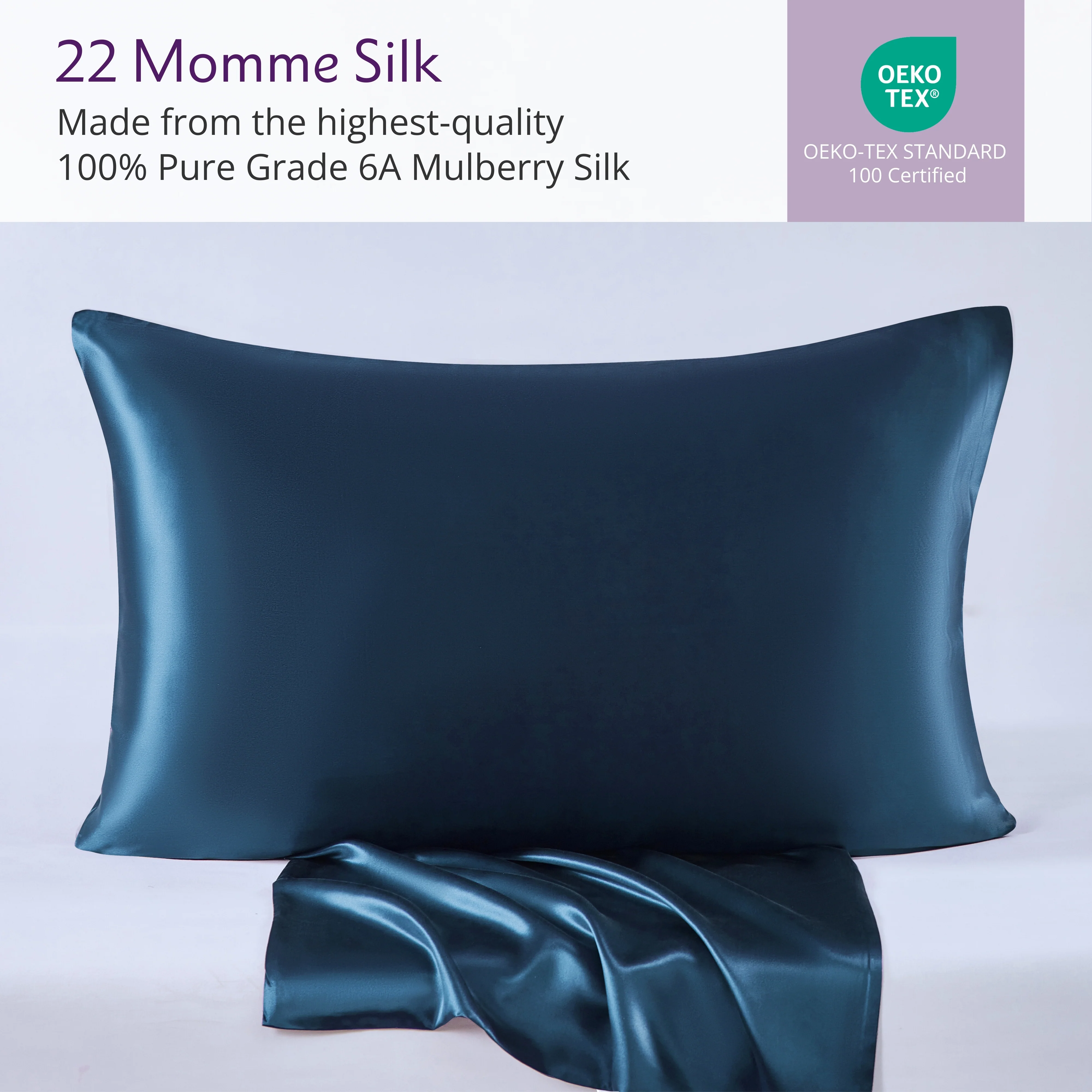 22 Momme Silk Pillowcase - Deep Sea - Image 4