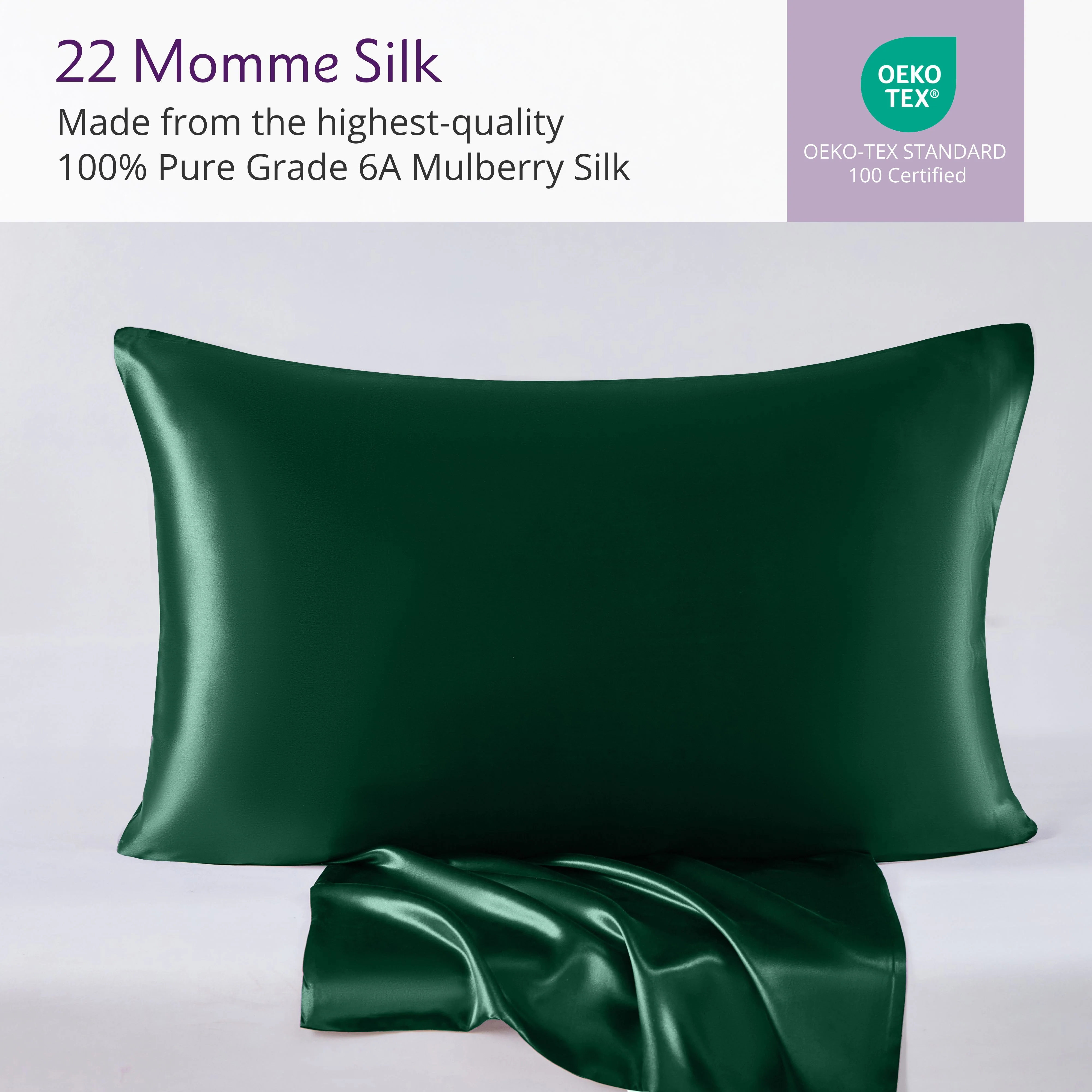 22 Momme Silk Pillowcase - Eden Green - Image 4