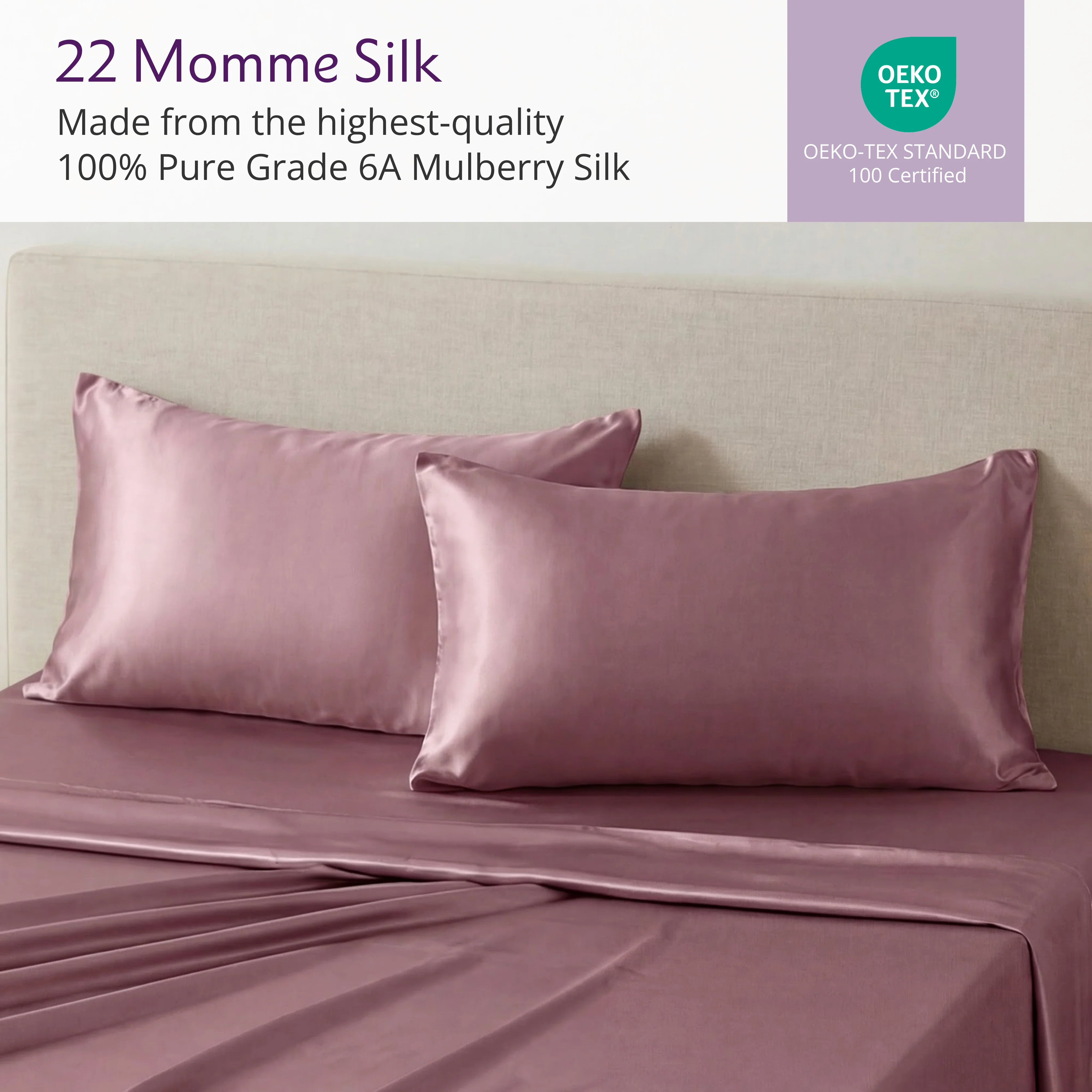 22 Momme Silk Pillowcase - Vintage Rose - Image 4