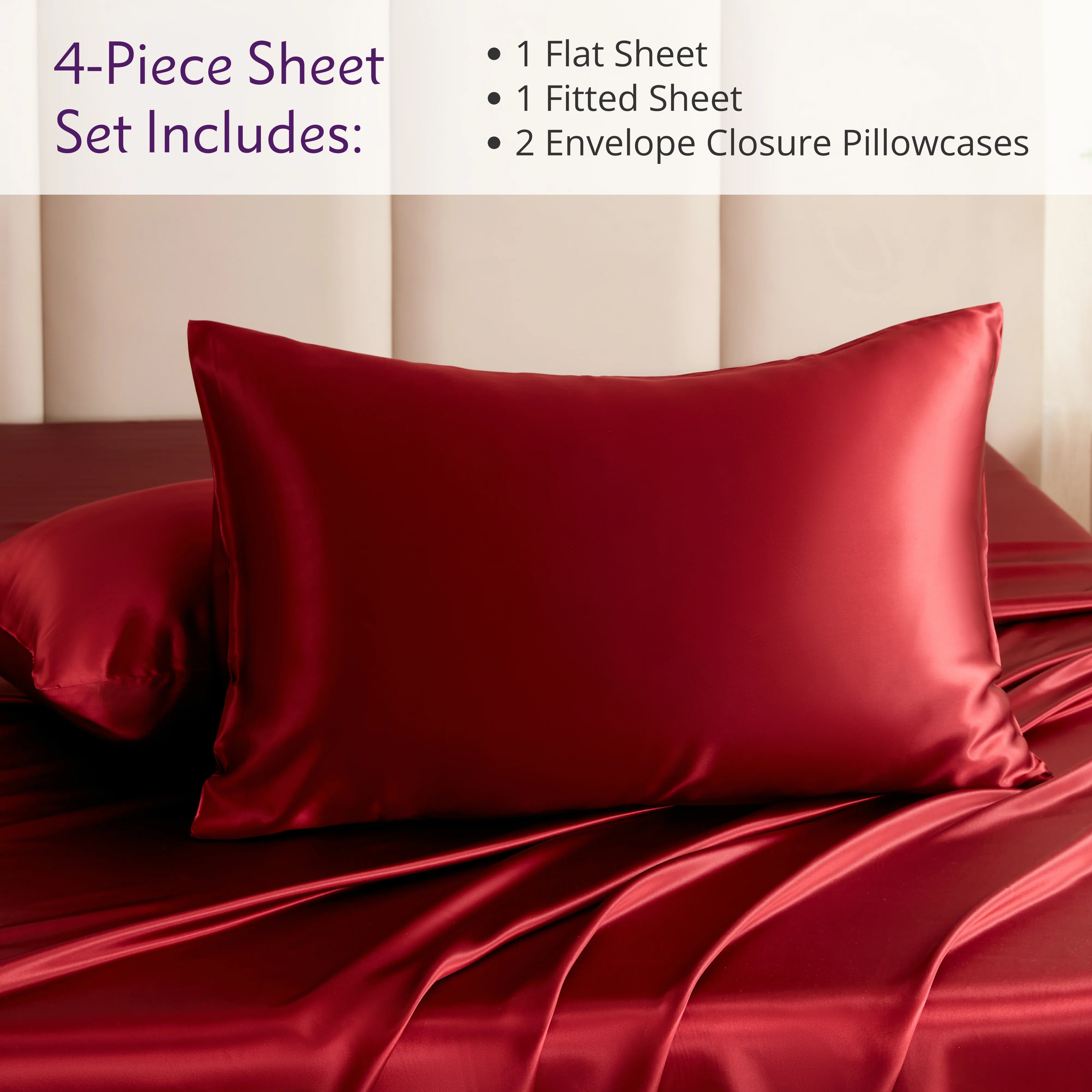 22 Momme Silk Sheet Set - Cabernet - Image 3