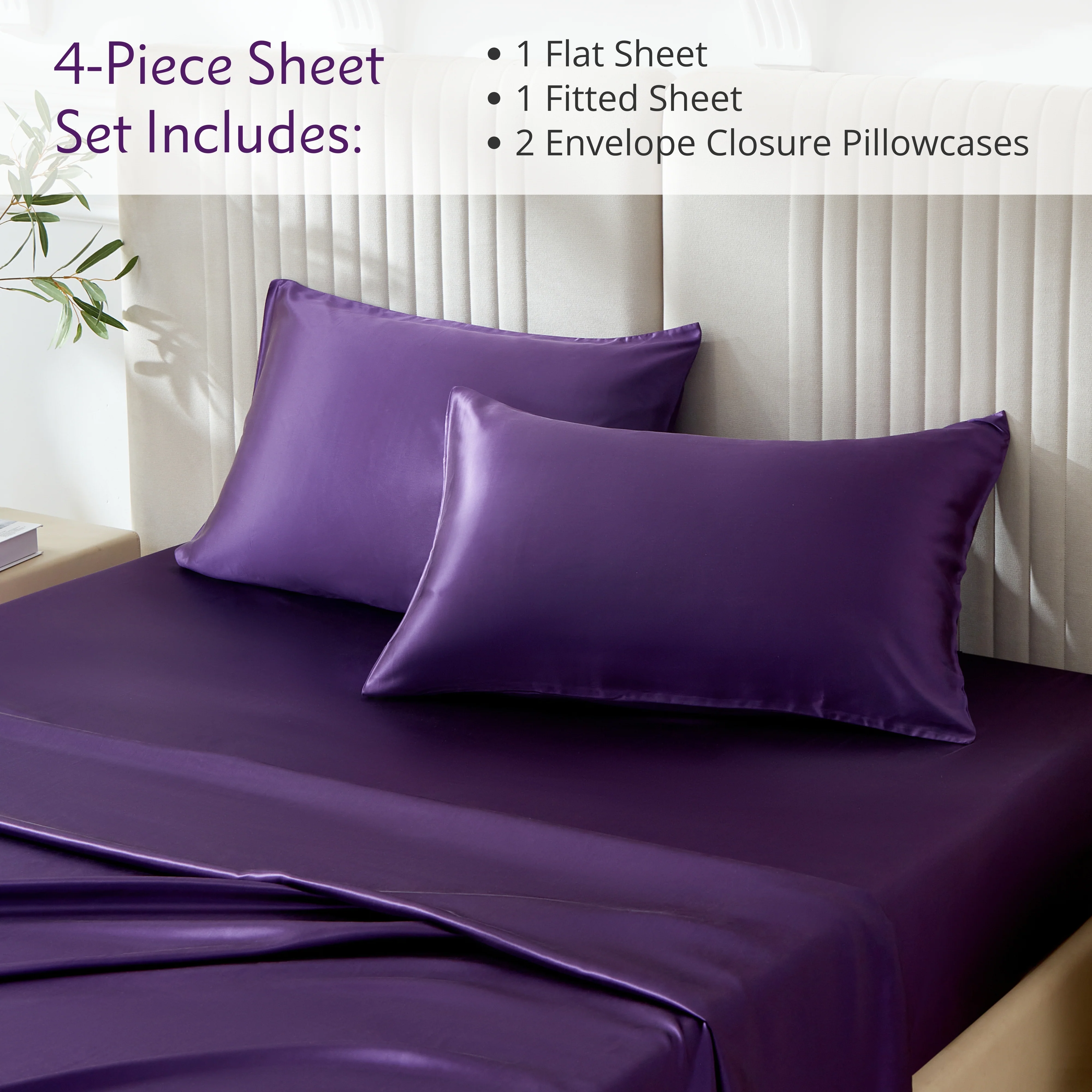 22 Momme Silk Sheet Set - Plum - Image 3