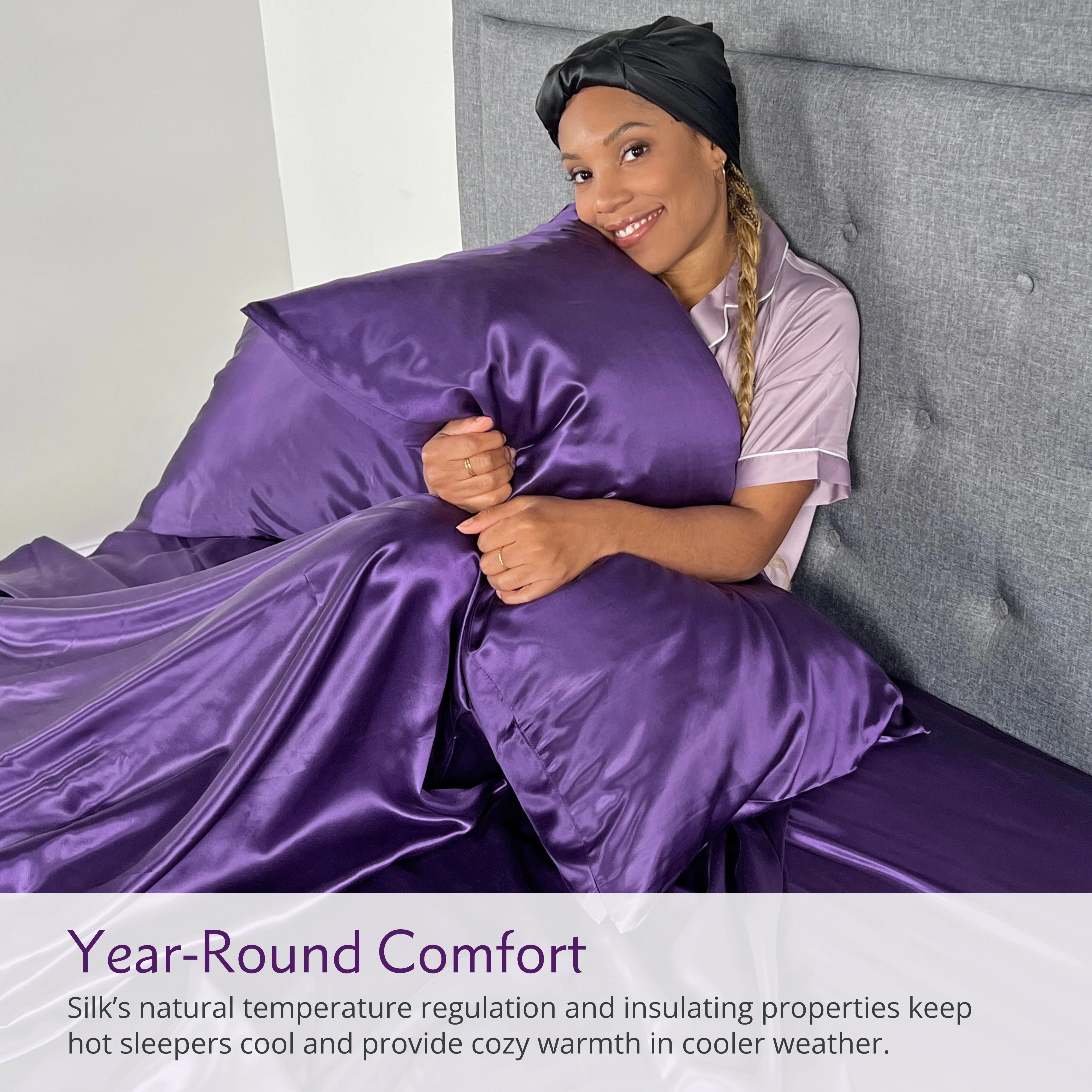 22 Momme Silk Sheet Set - Plum - Image 6