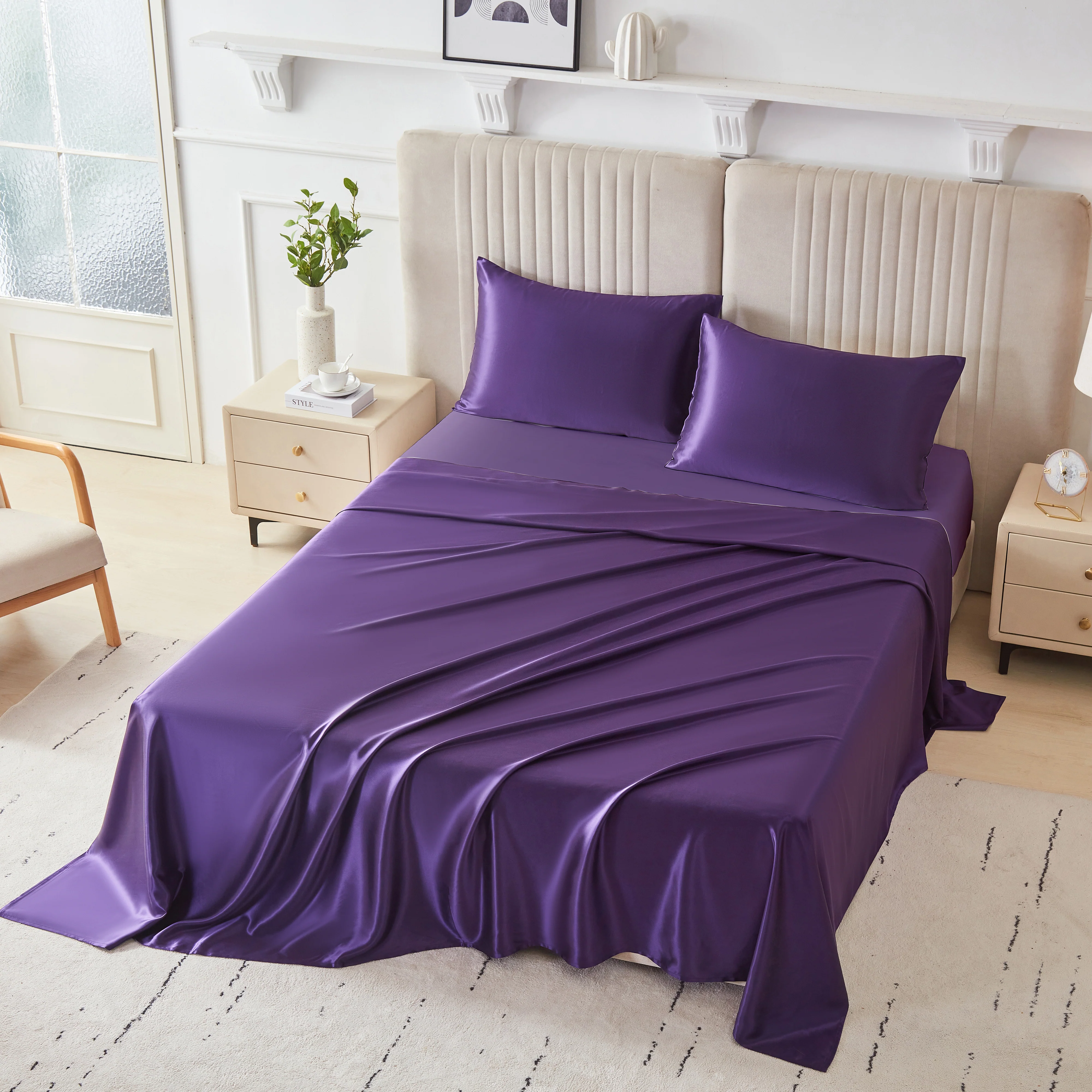 22 Momme Silk Sheet Set - Plum - Image 9