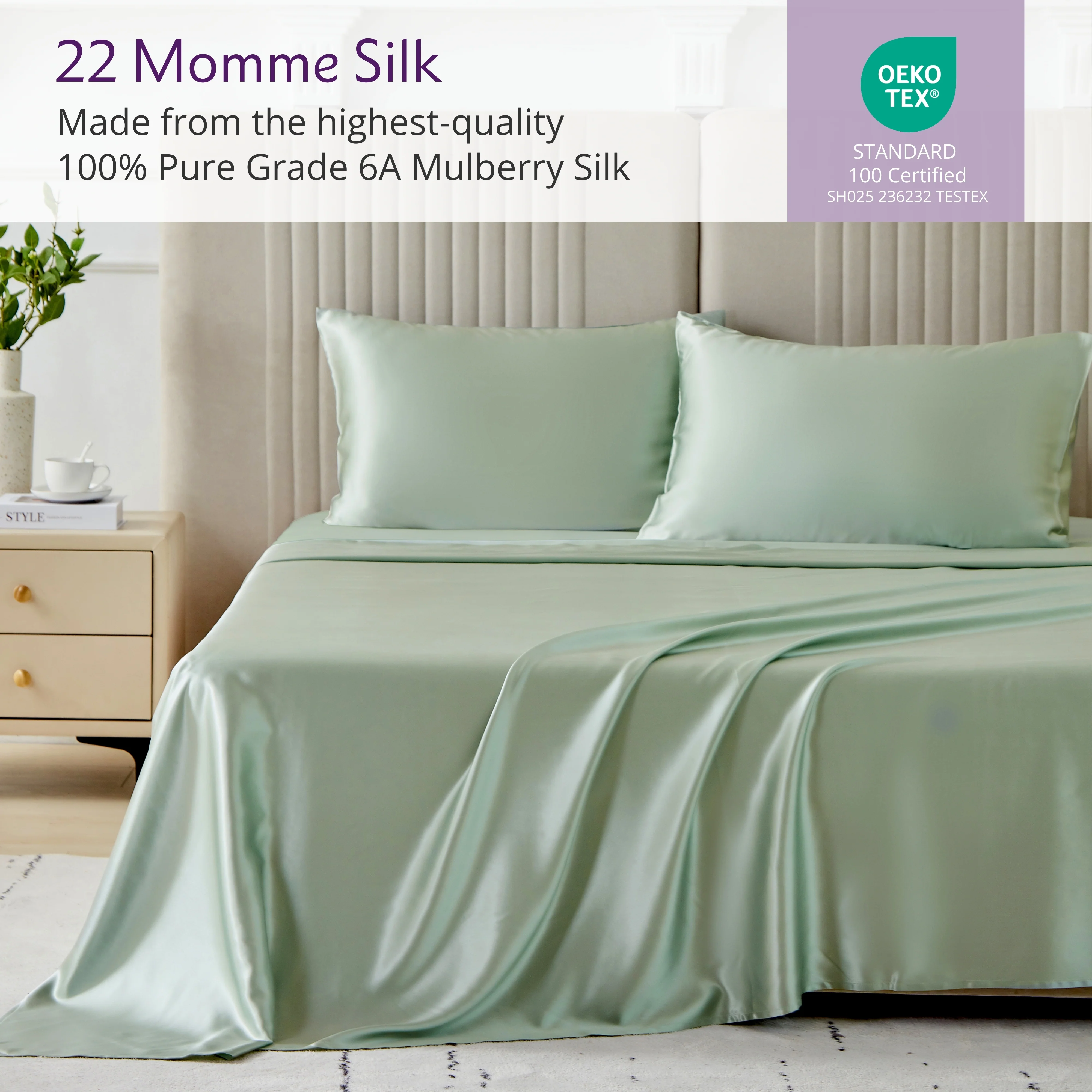 22 Momme Silk Sheet Set - Sage - Image 4