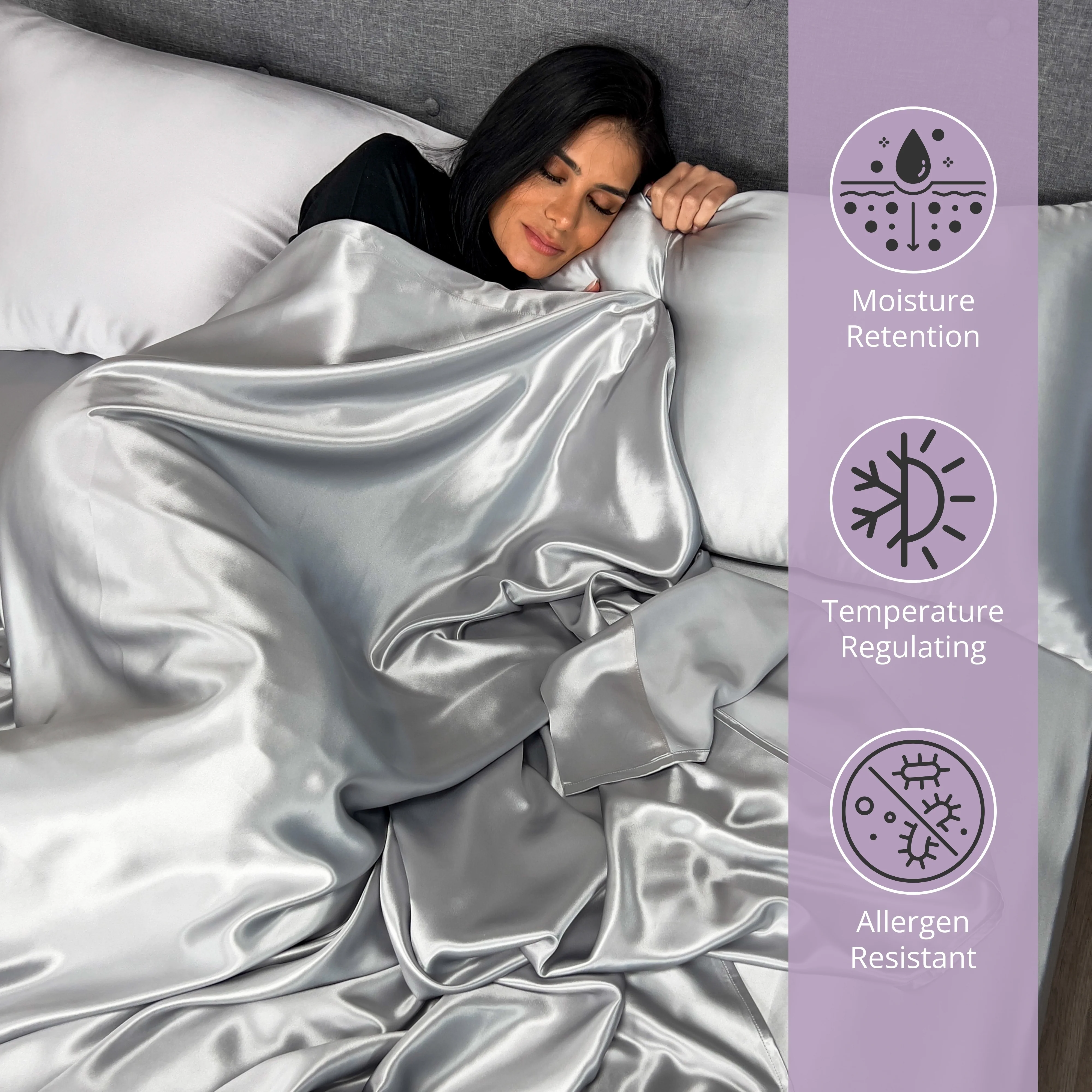 22 Momme Silk Sheet Set - Silver - Image 5