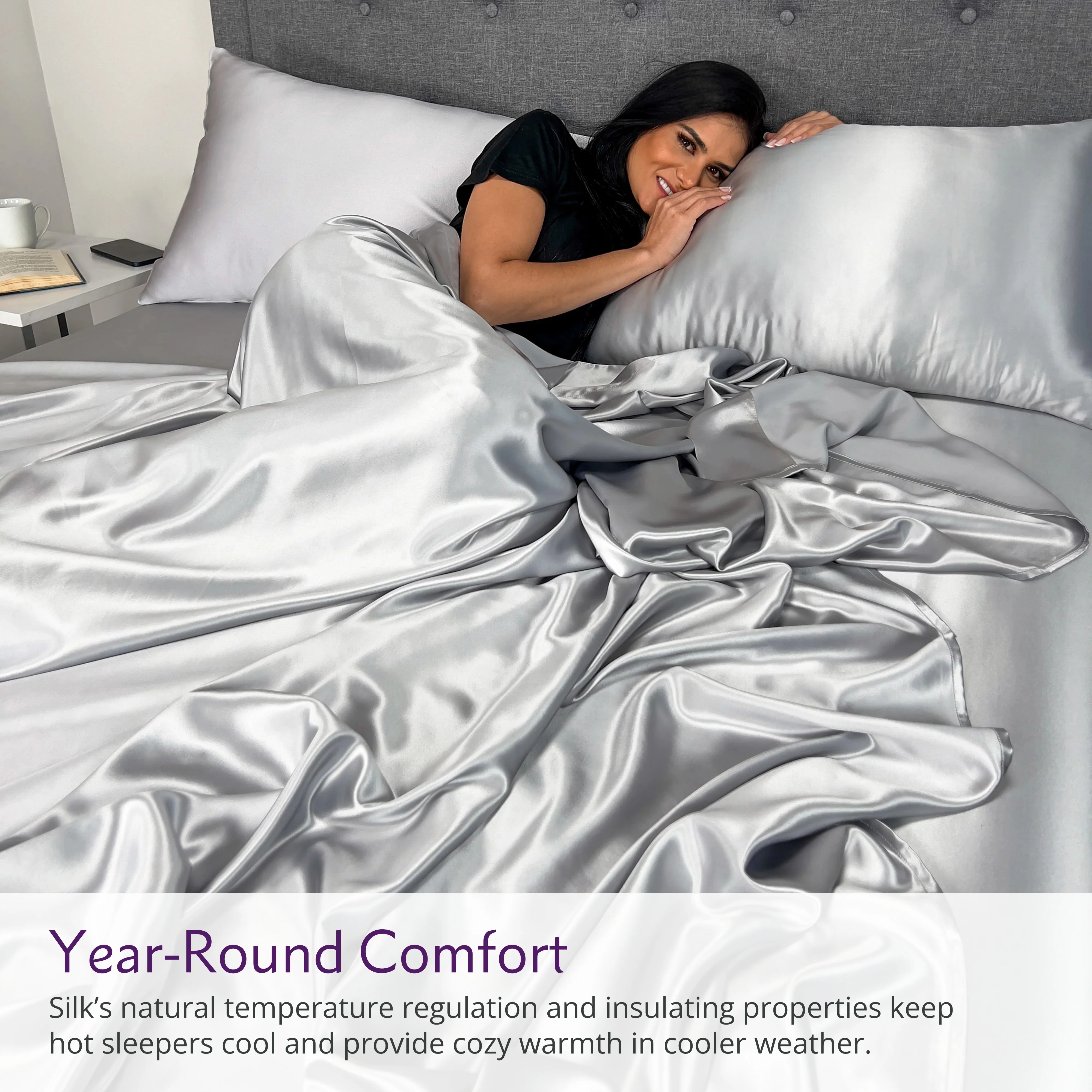 22 Momme Silk Sheet Set - Silver - Image 6