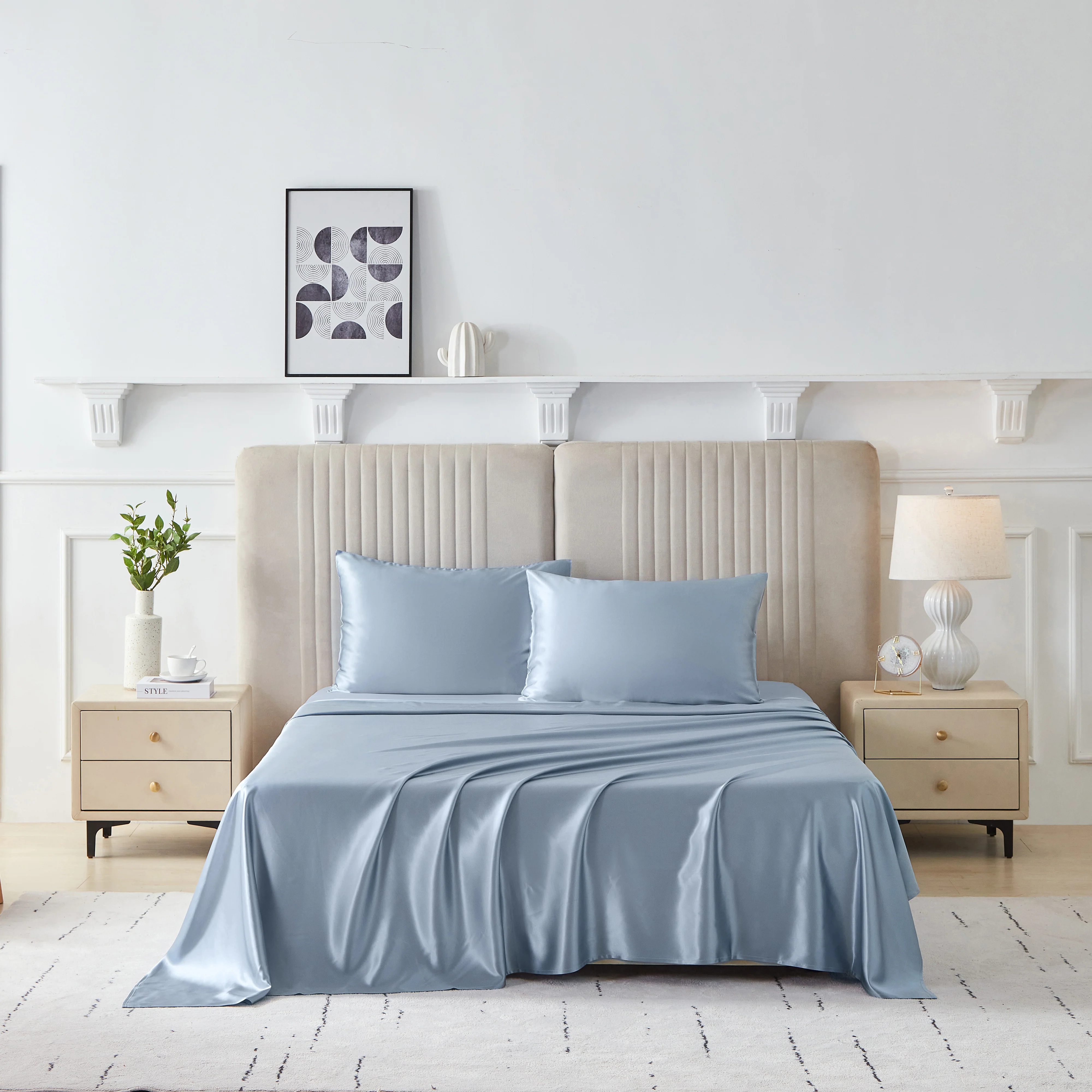 22 Momme Silk Sheet Set - Steel Blue - Image 7