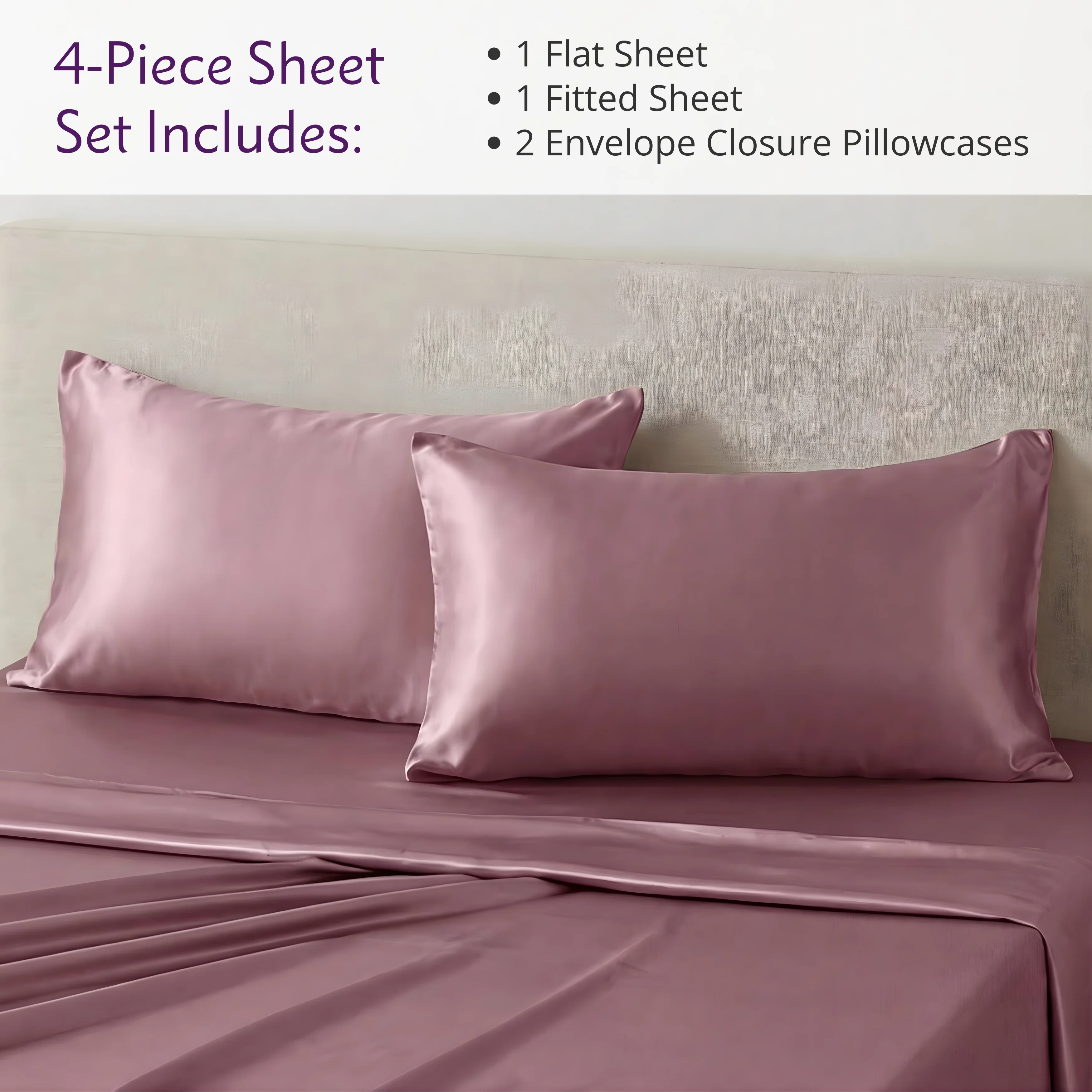 22 Momme Silk Sheet Set - Vintage Rose - Image 3