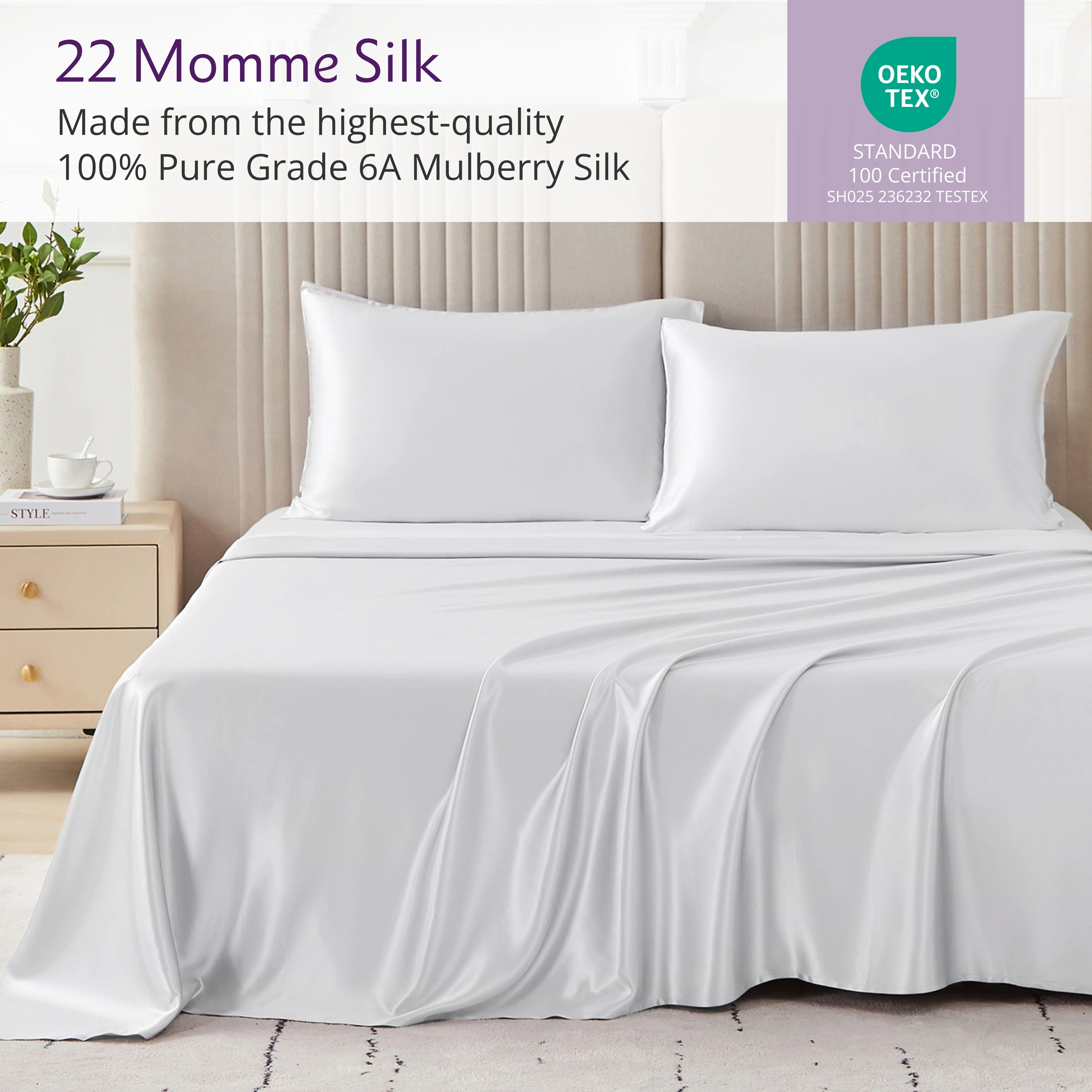 22 Momme Silk Sheet Set - White - Image 4