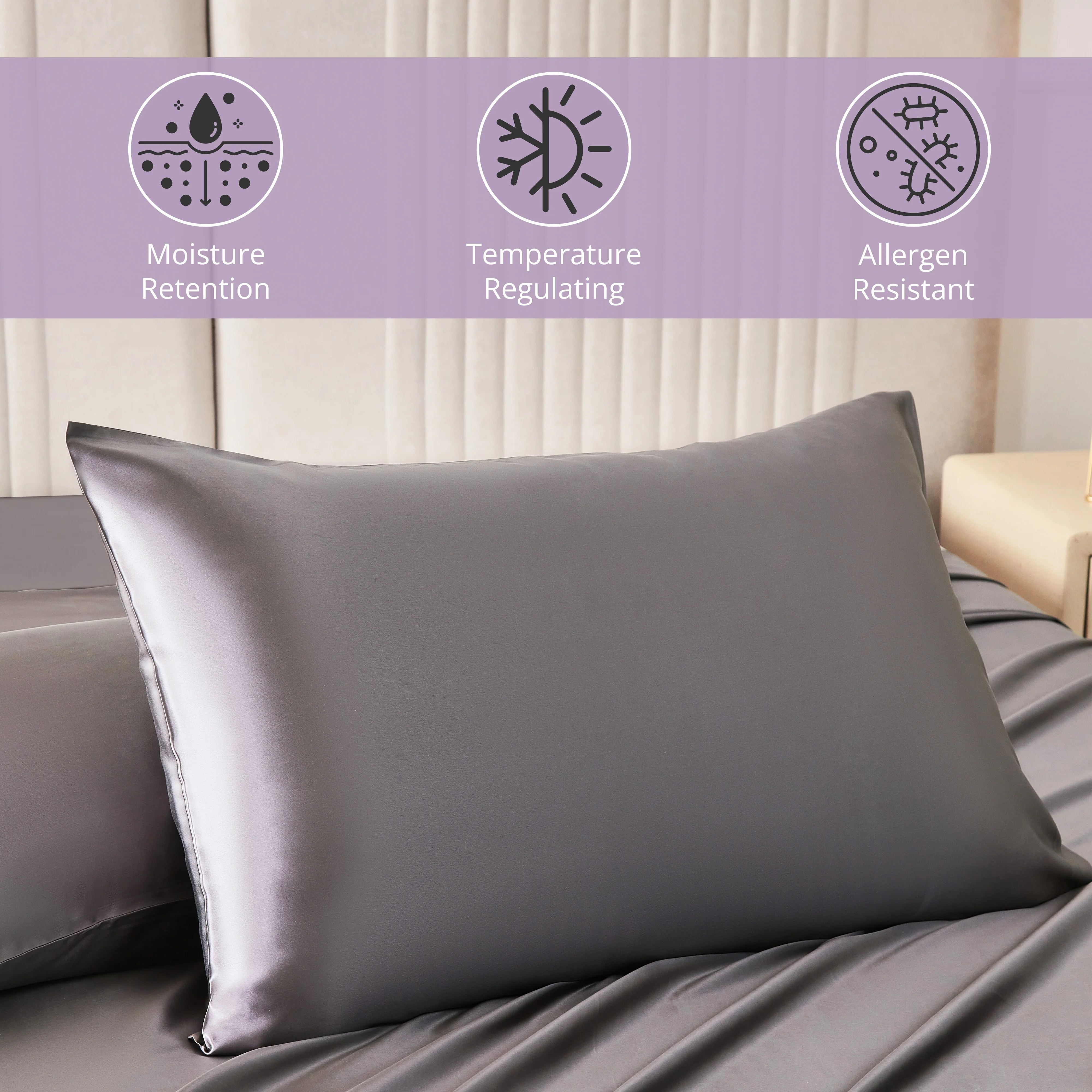 30 Momme Silk Pillowcase - Gunmetal - Image 3