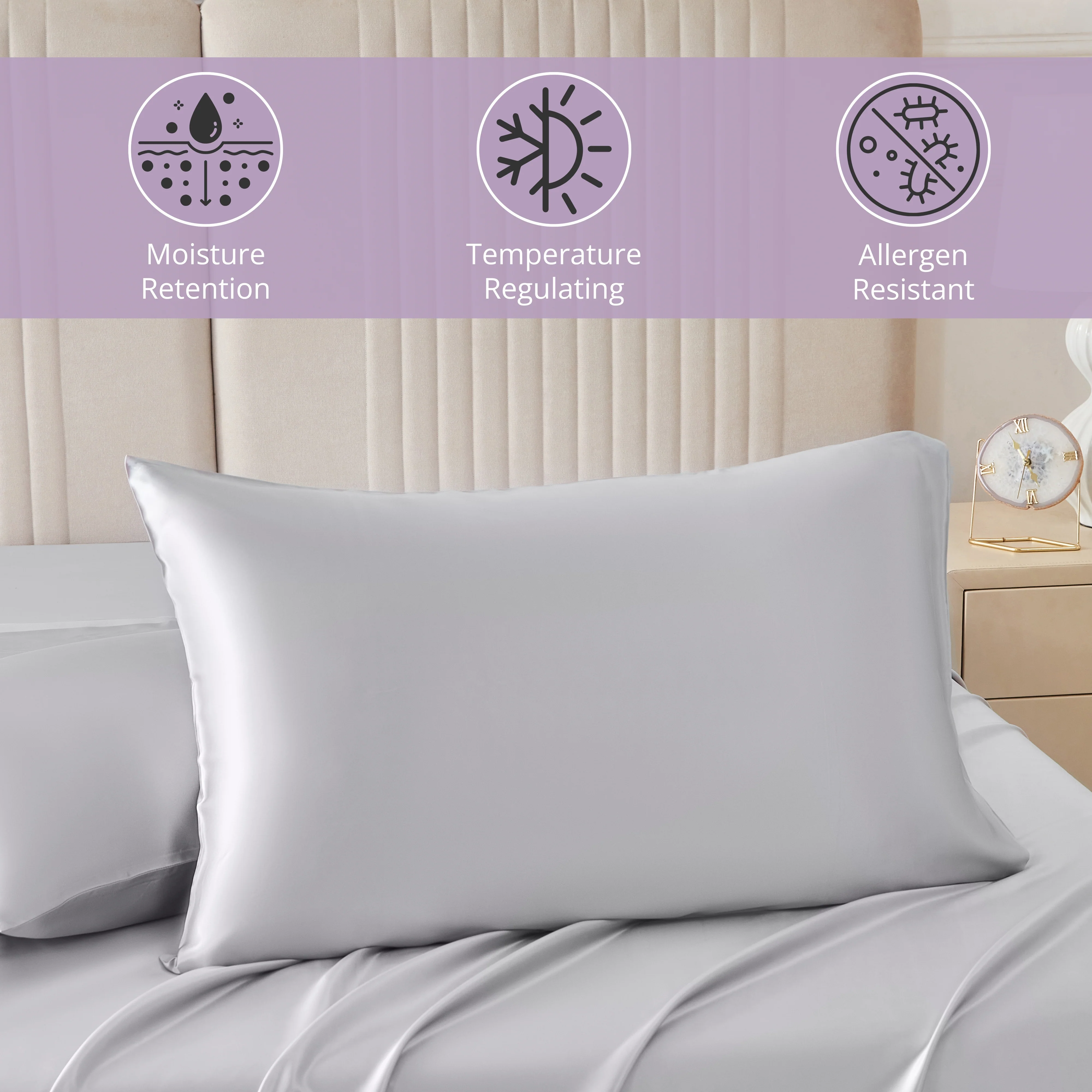 30 Momme Silk Pillowcase - Silver - Image 3