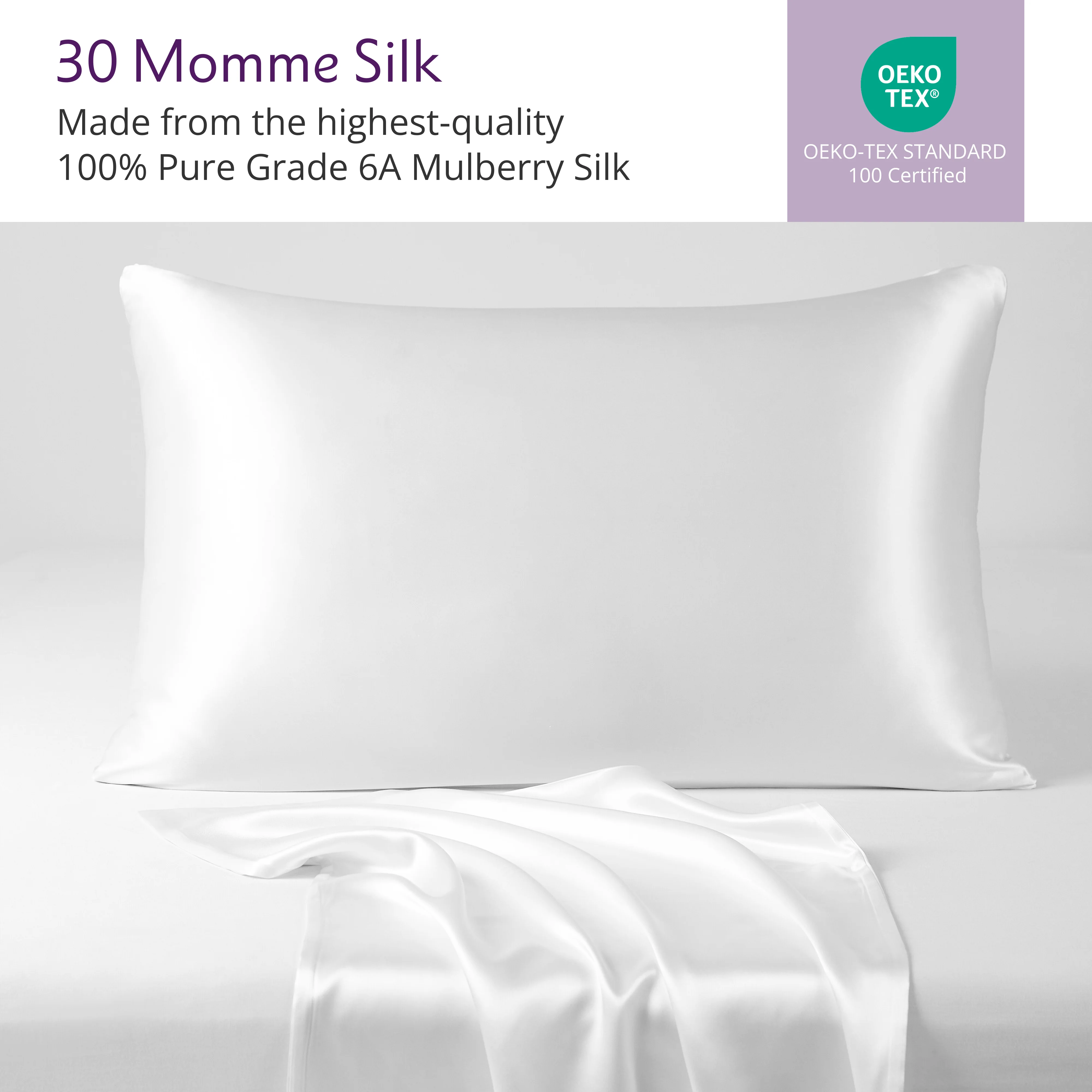 30 Momme Silk Pillowcase - White - Image 5