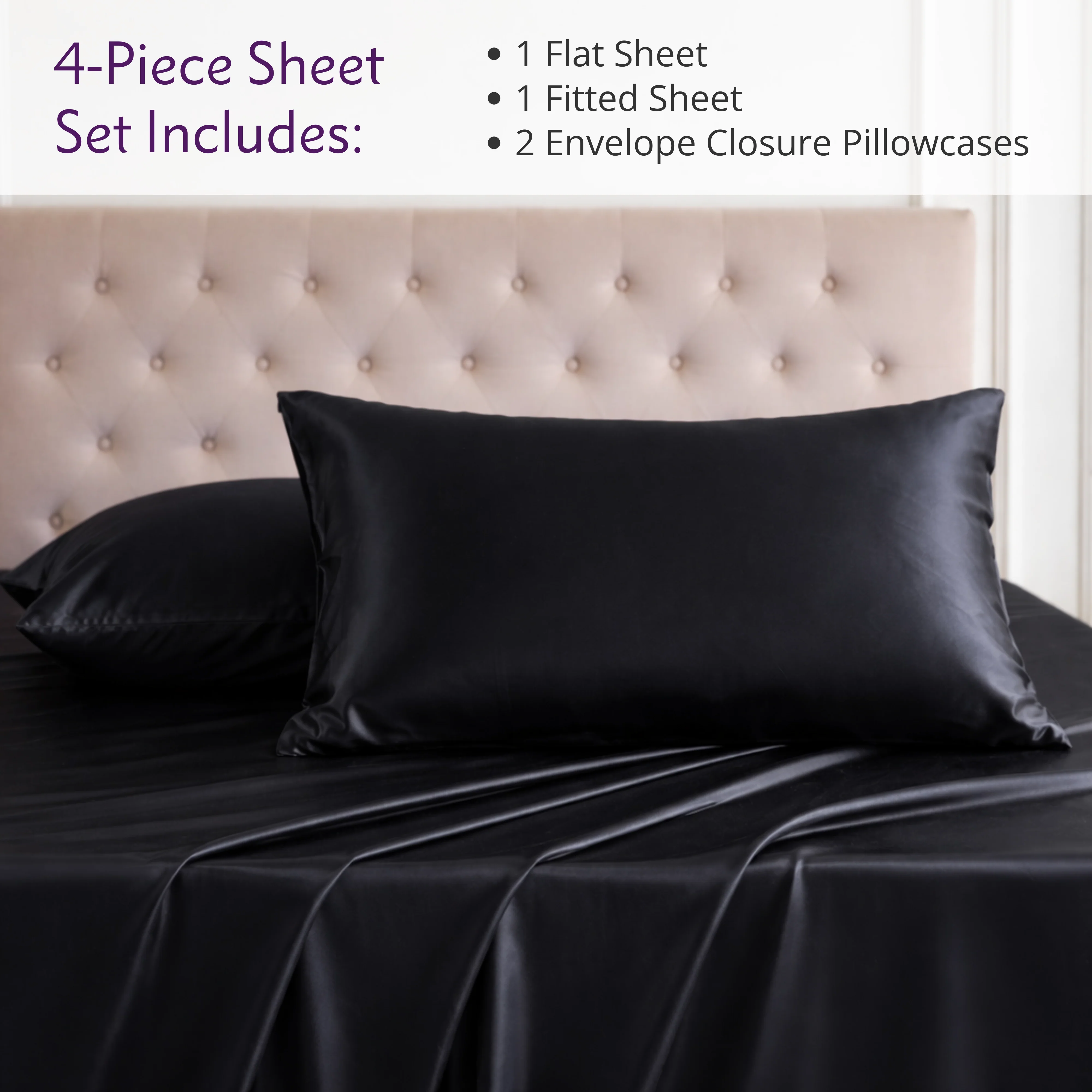 30 Momme Silk Sheet Set - Black - Image 3
