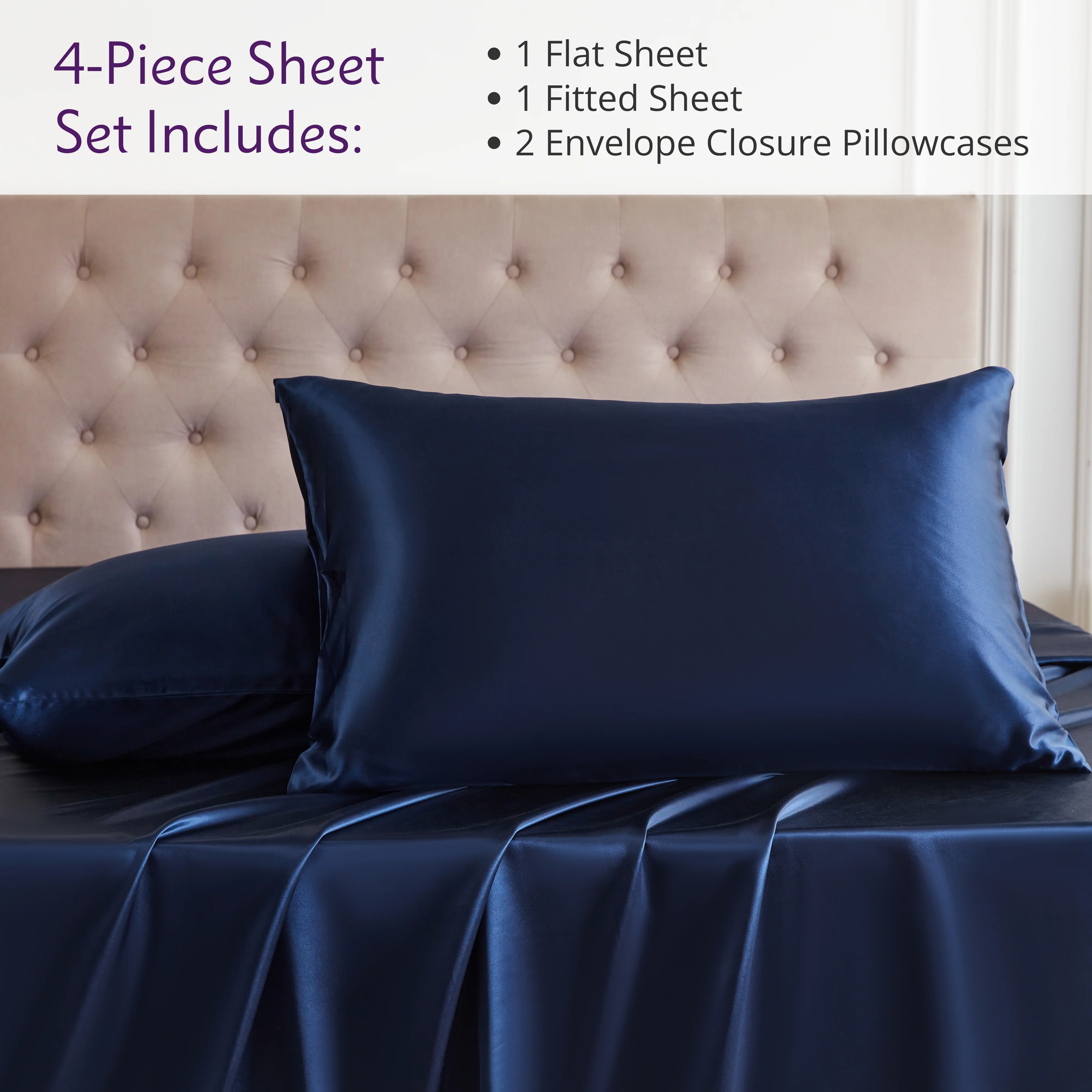30 Momme Silk Sheet Set - Navy - Image 4