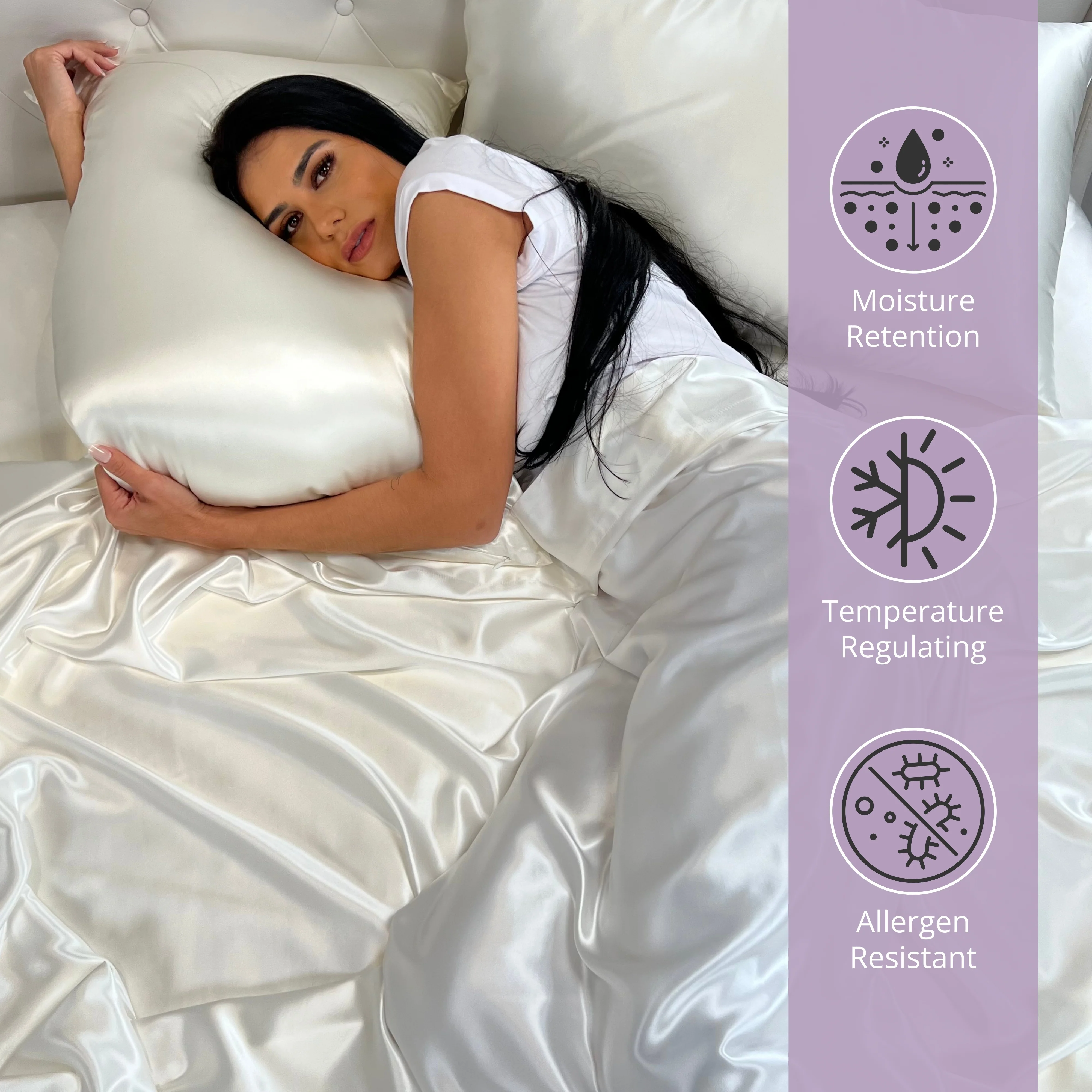 OUTLET 22 Momme Cal-King Silk Sheet Set - Silver - Image 4