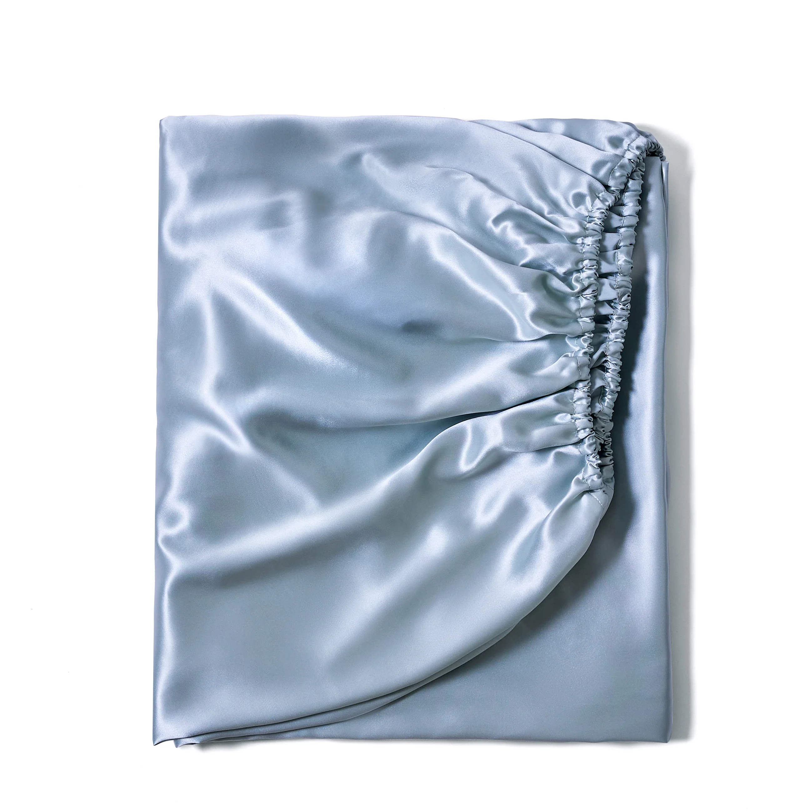 OUTLET 22 Momme Silk Fitted Sheet - Steel Blue - Image 5