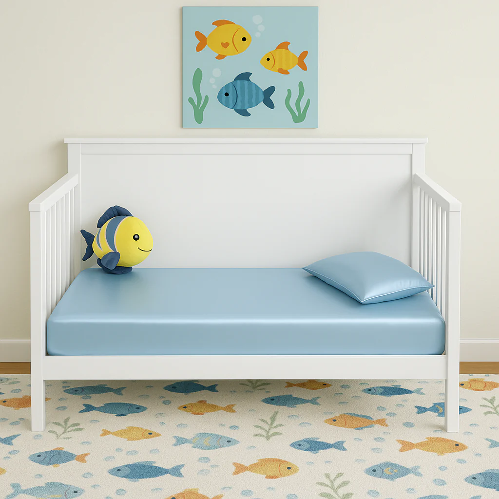 Silk Crib Fitted Sheet - Bedtime Blue
