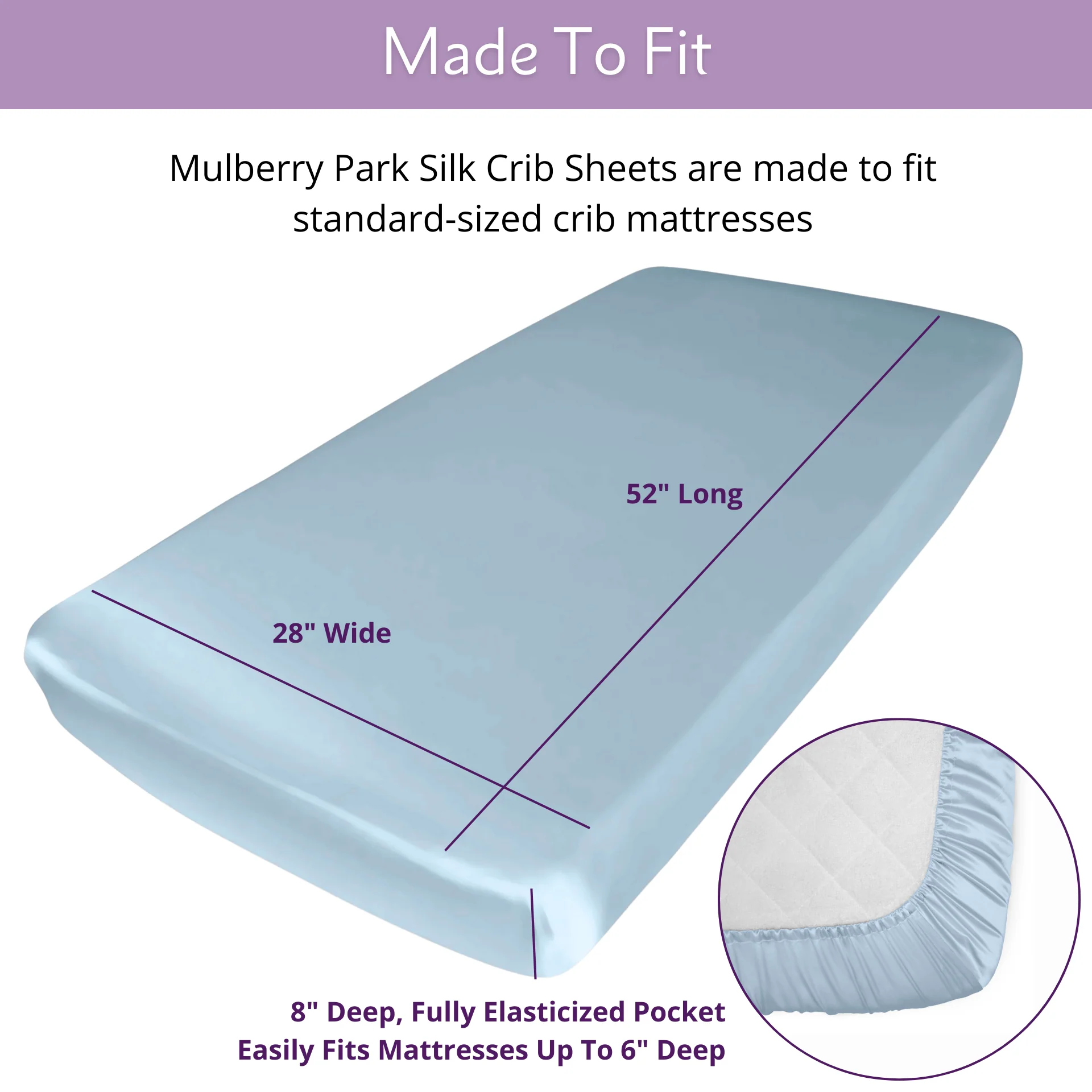 Silk Crib Fitted Sheet - Bedtime Blue - Image 3