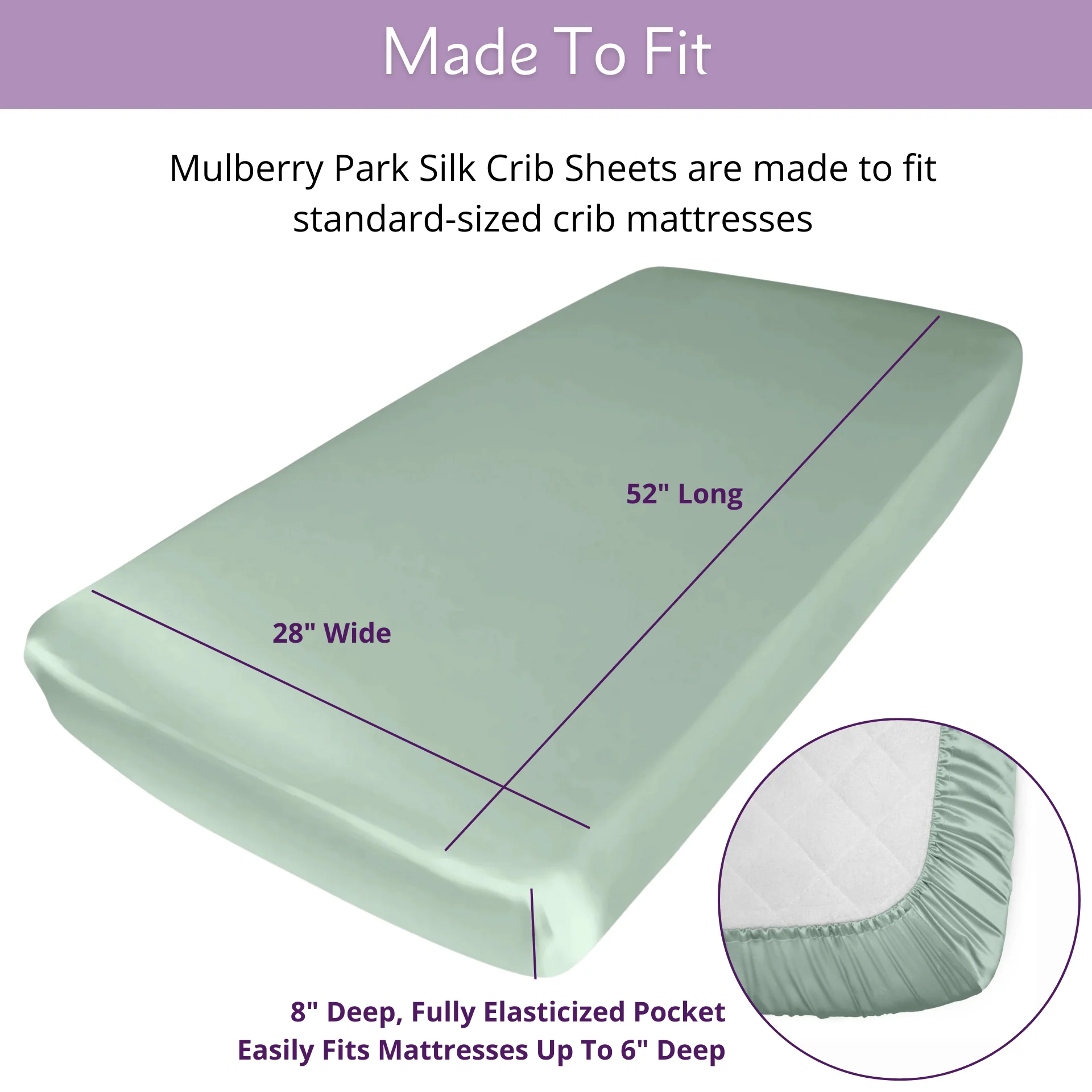 Silk Crib Fitted Sheet - Goodnight Green - Image 3