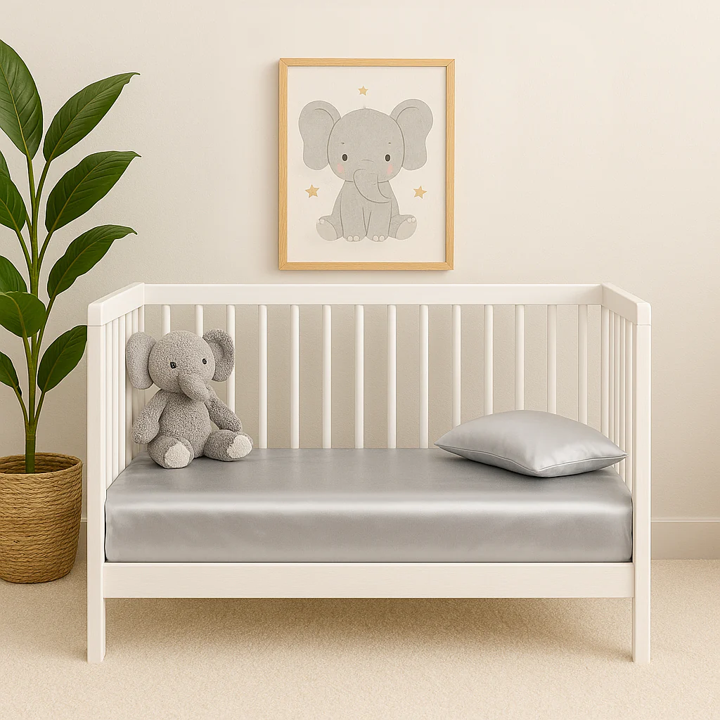 Silk Crib Fitted Sheet - Sleepy Silver