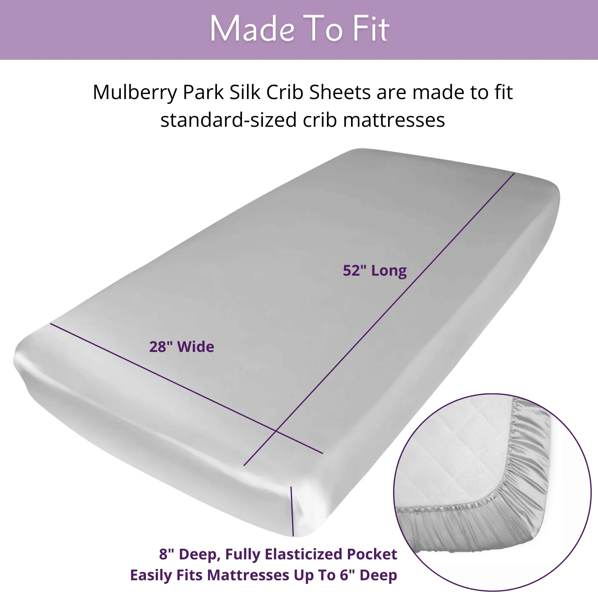 Silk Crib Fitted Sheet - Sleepy Silver - Image 3