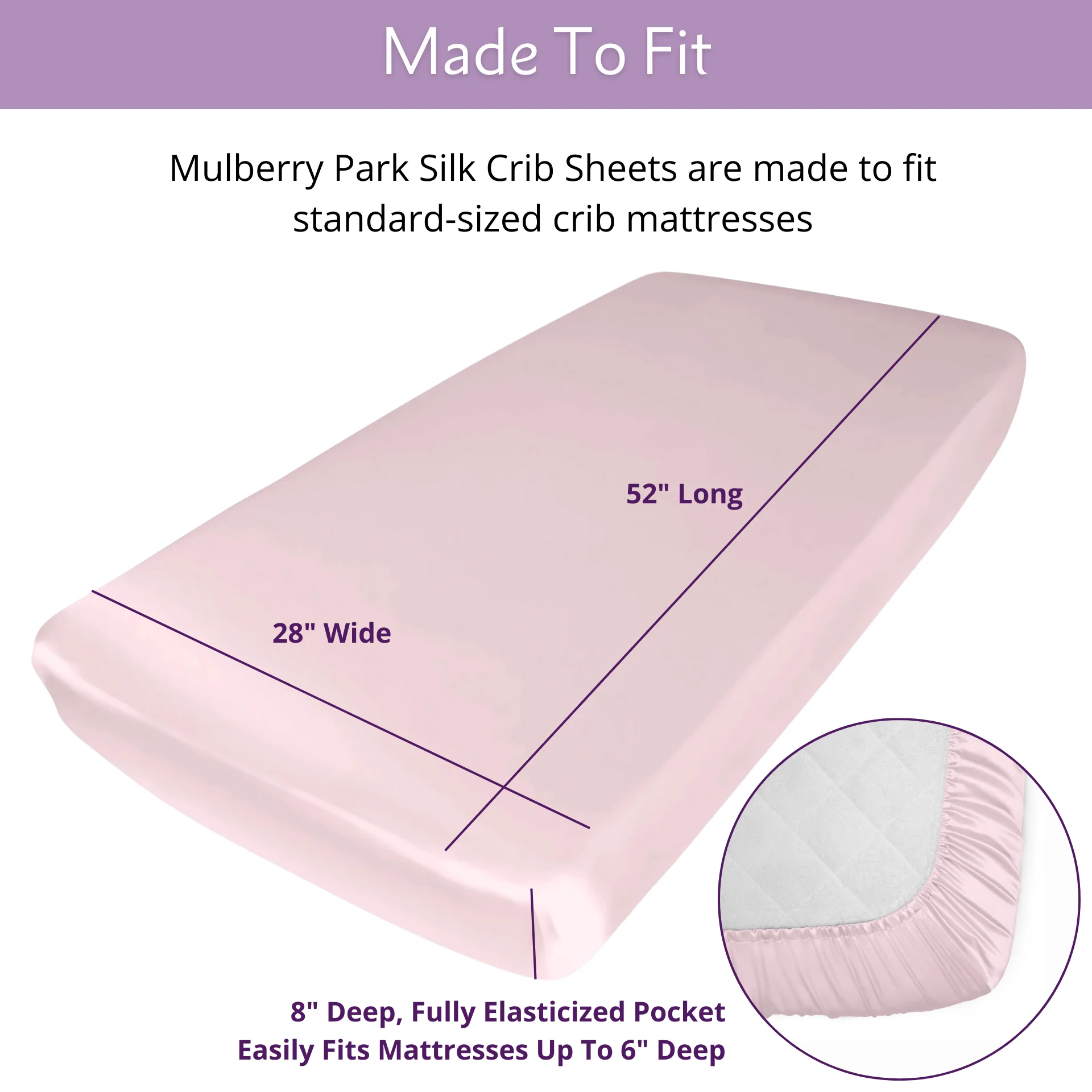 Silk Crib Fitted Sheet - Lullaby Pink - Image 4