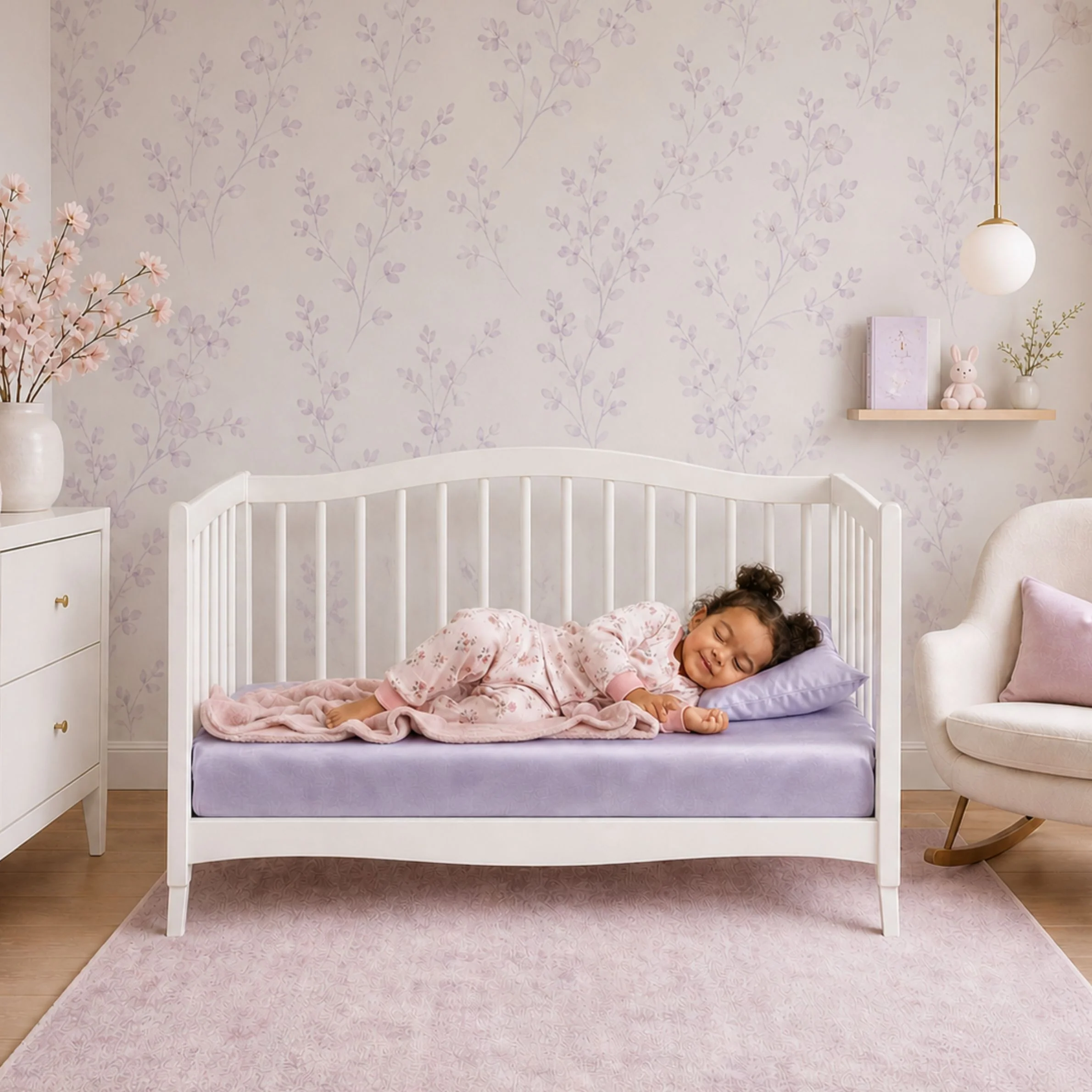 Silk Crib Fitted Sheet - Peaceful Purple - Image 2