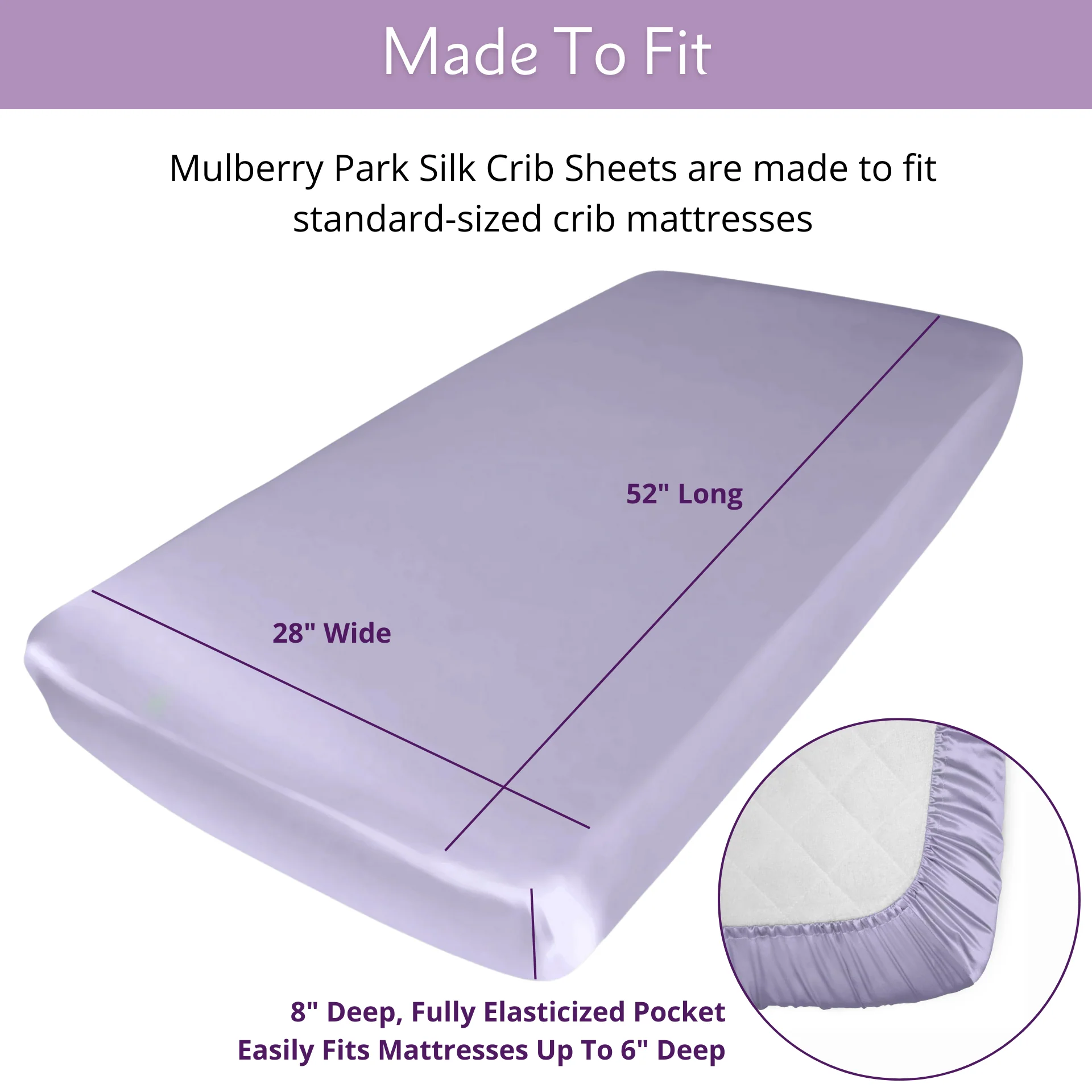 Silk Crib Fitted Sheet - Peaceful Purple - Image 4