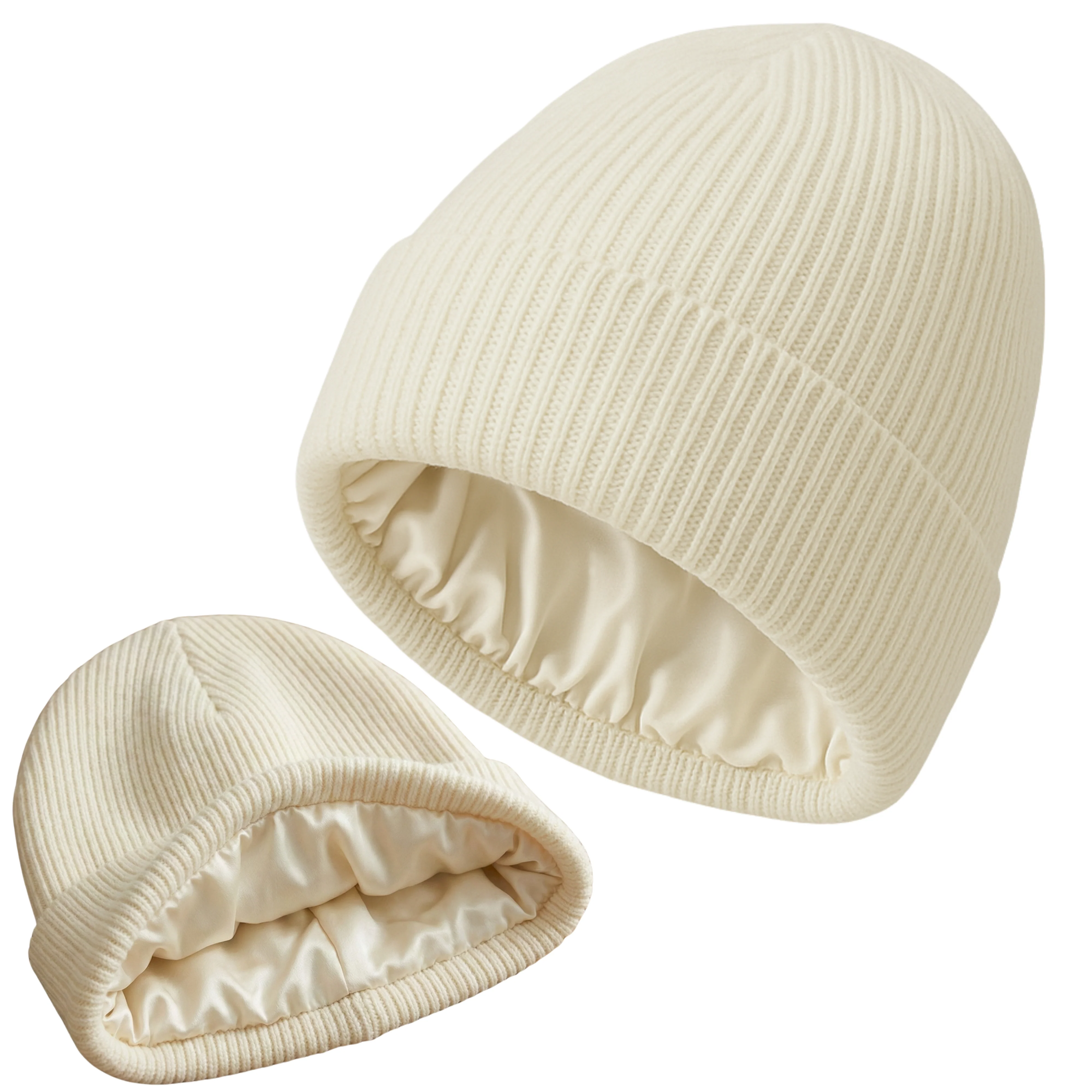 Silk-Lined Wool & Cashmere Beanie - Natural Ivory - Image 2