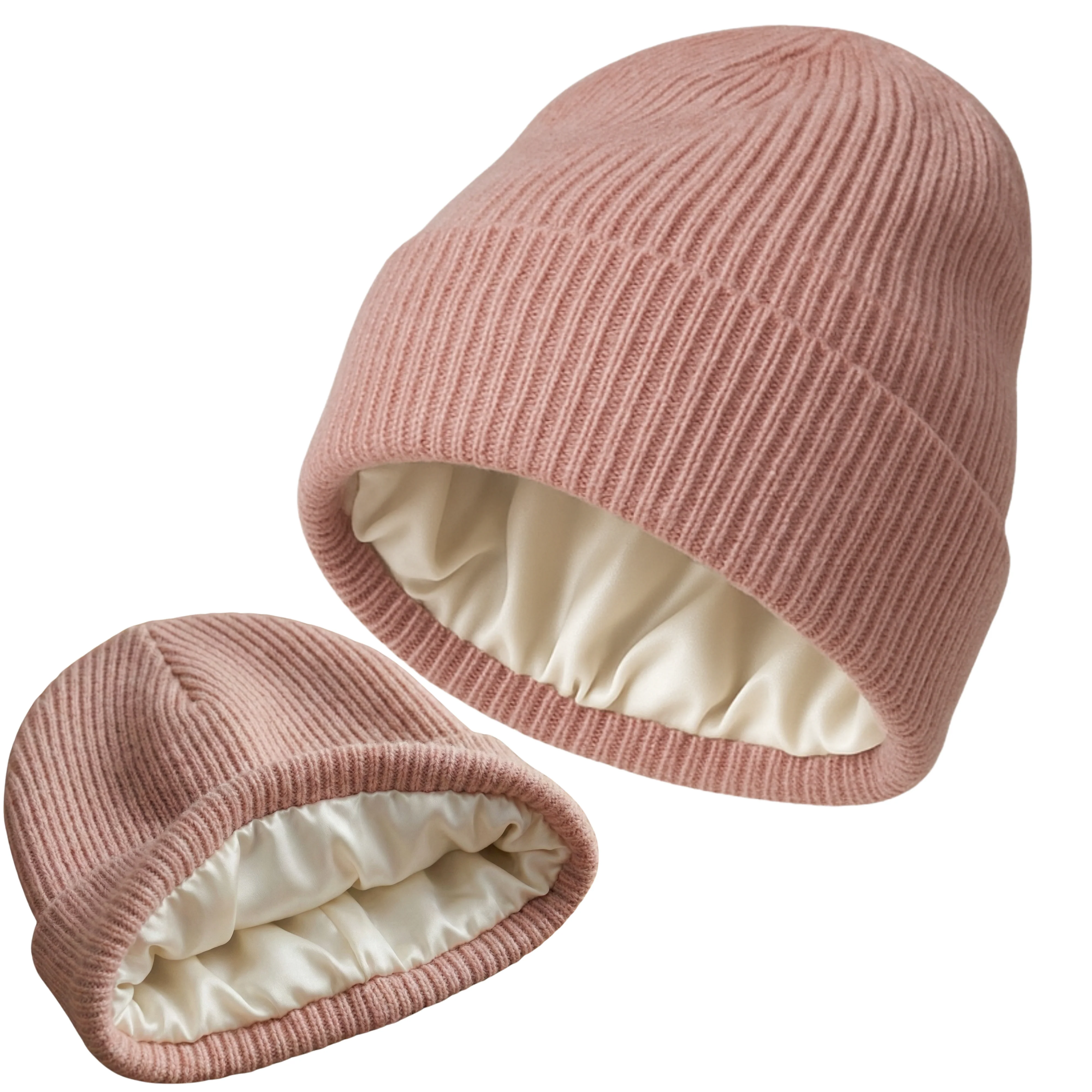 Silk-Lined Wool & Cashmere Beanie - Heather Pink - Image 2