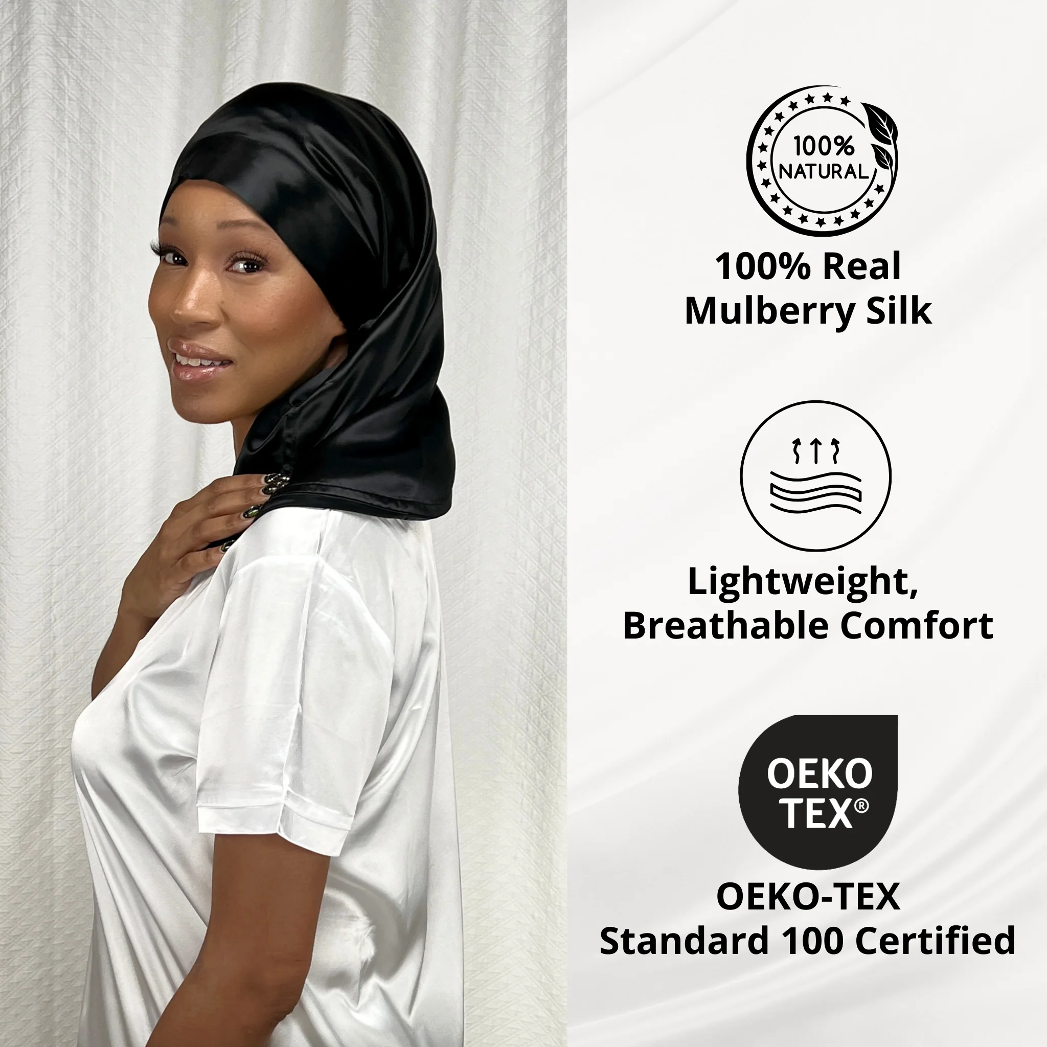 Silk Long Hair Reversible Bonnet - Ivory - Image 6