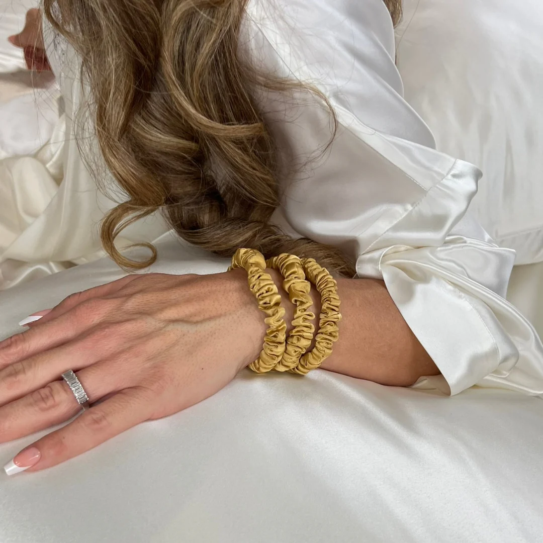 Silk Scrunchies - Gold - Image 6