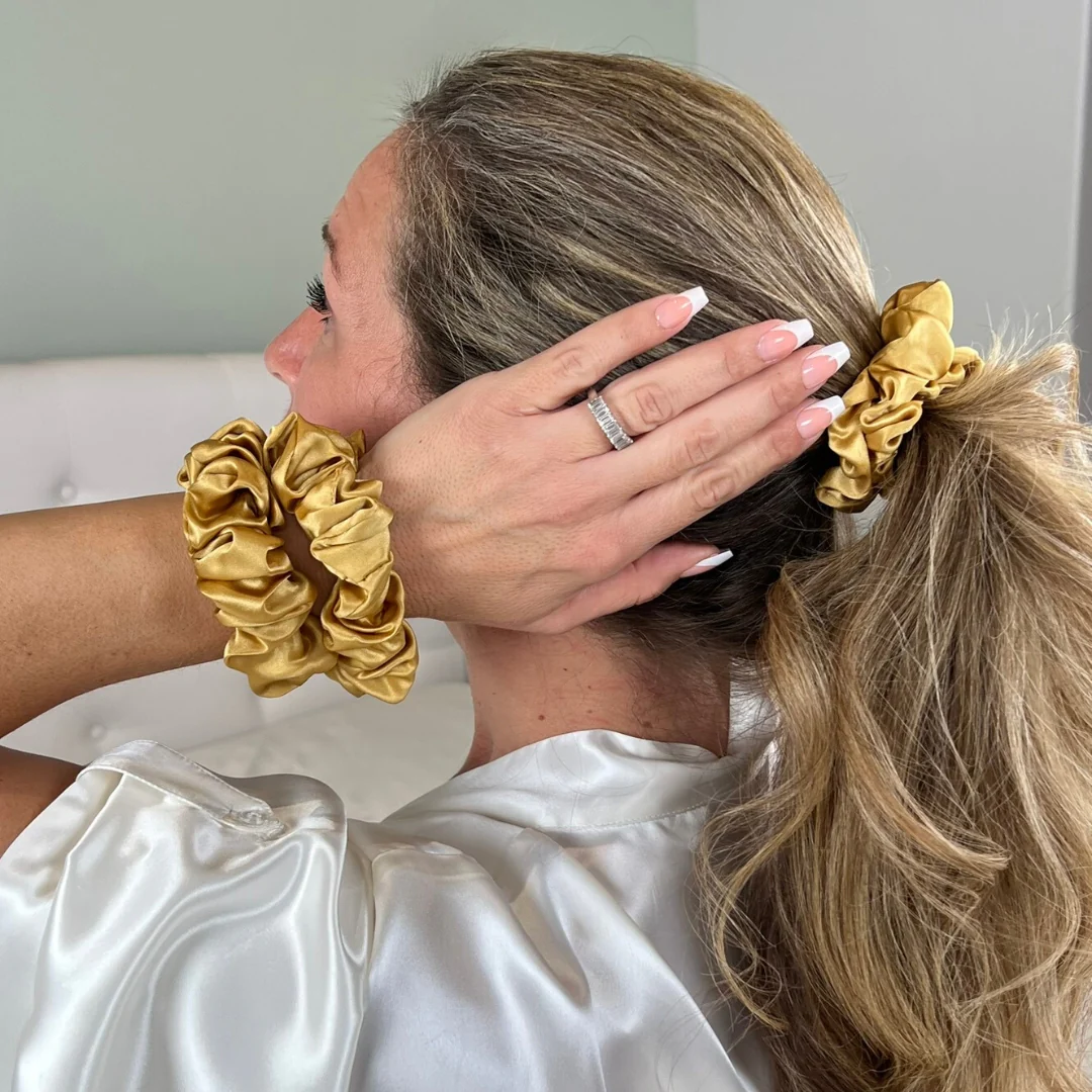 Silk Scrunchies - Gold - Image 8