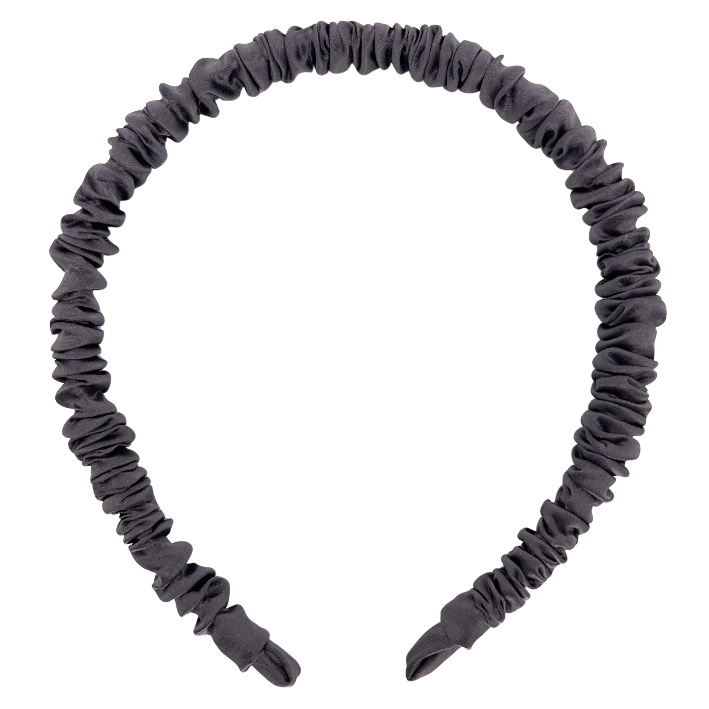 Silk Skinny Scrunched Headband - Gunmetal - Image 2