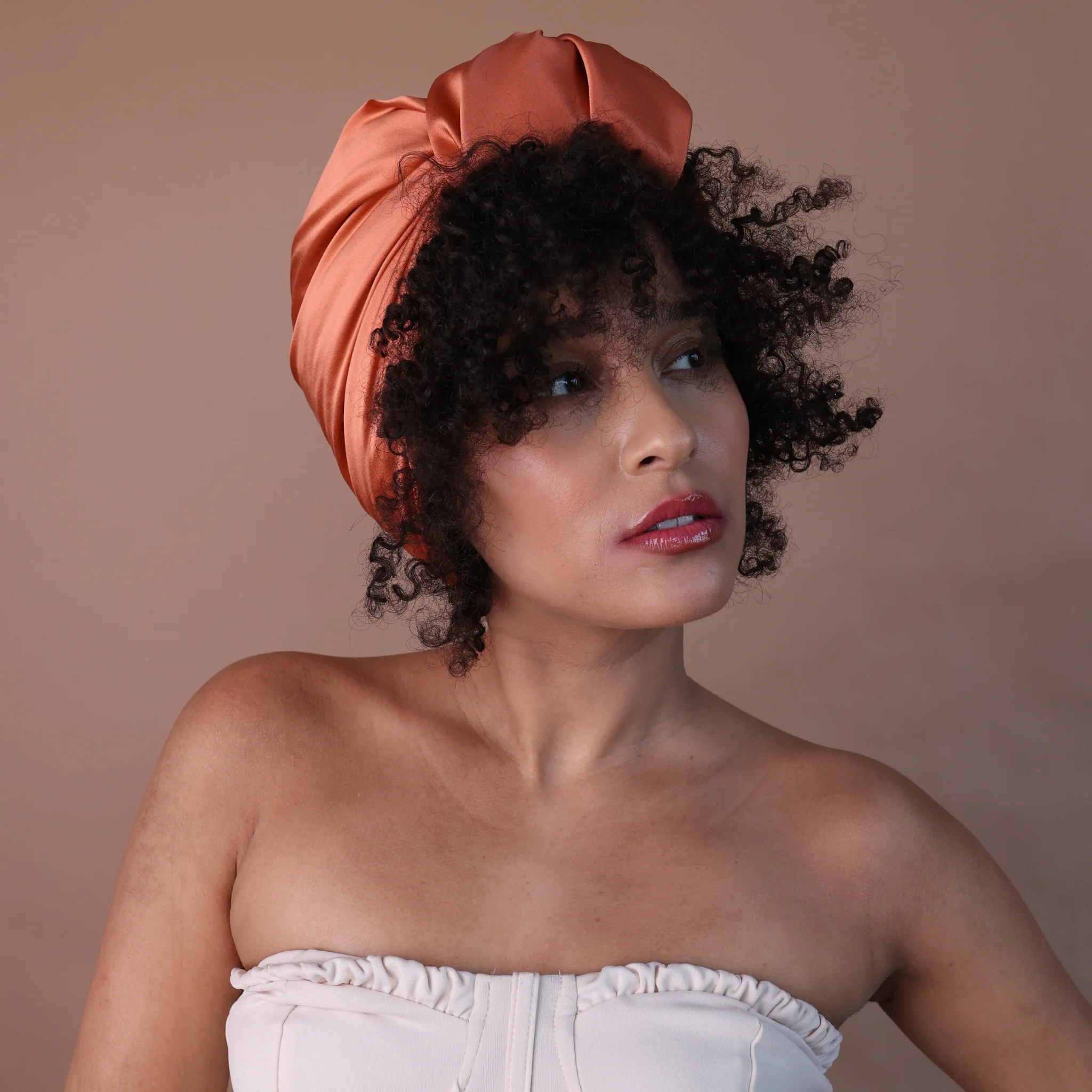 Silk Square Head Scarf - Copper - Image 6