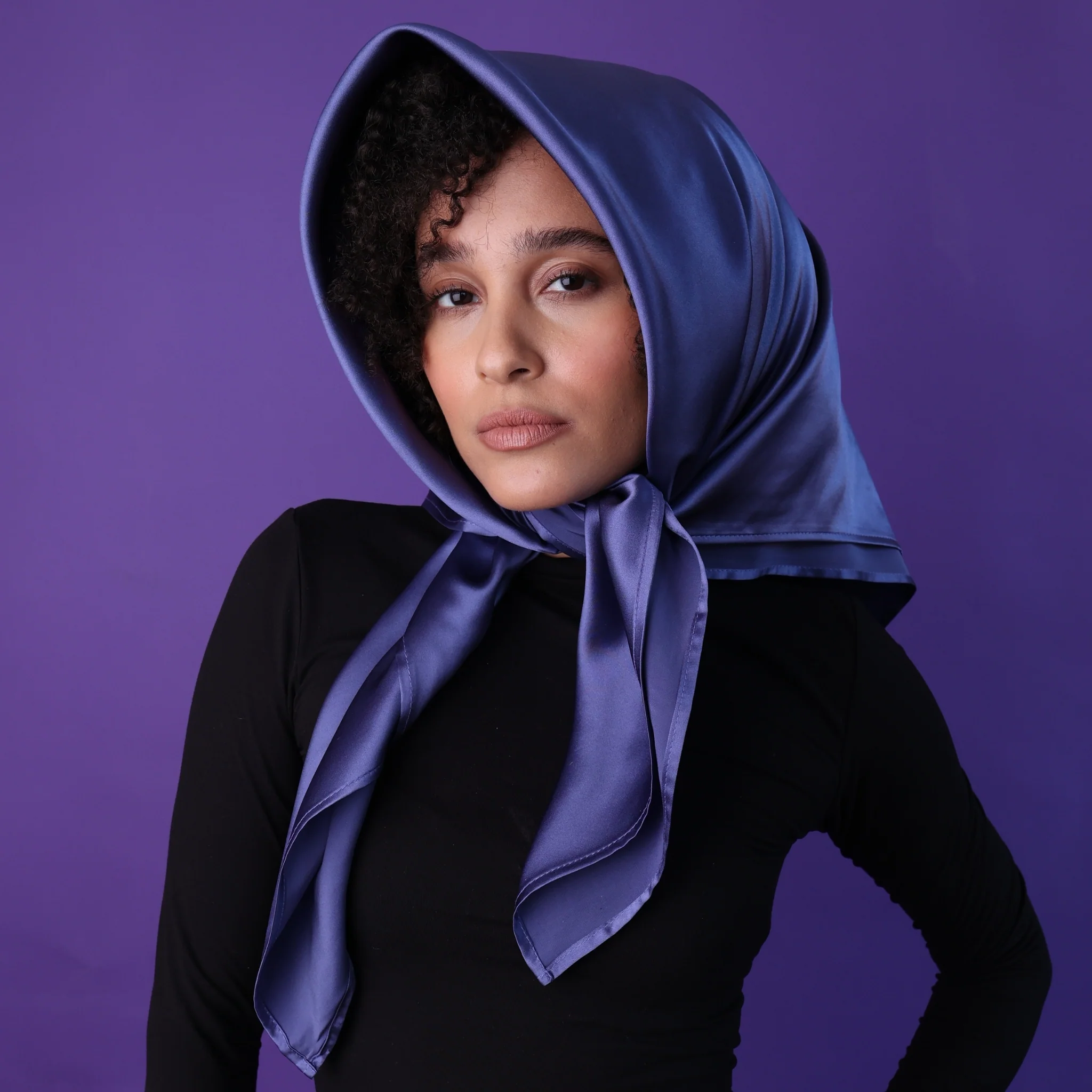 Silk Square Head Scarf - Dusk - Image 2