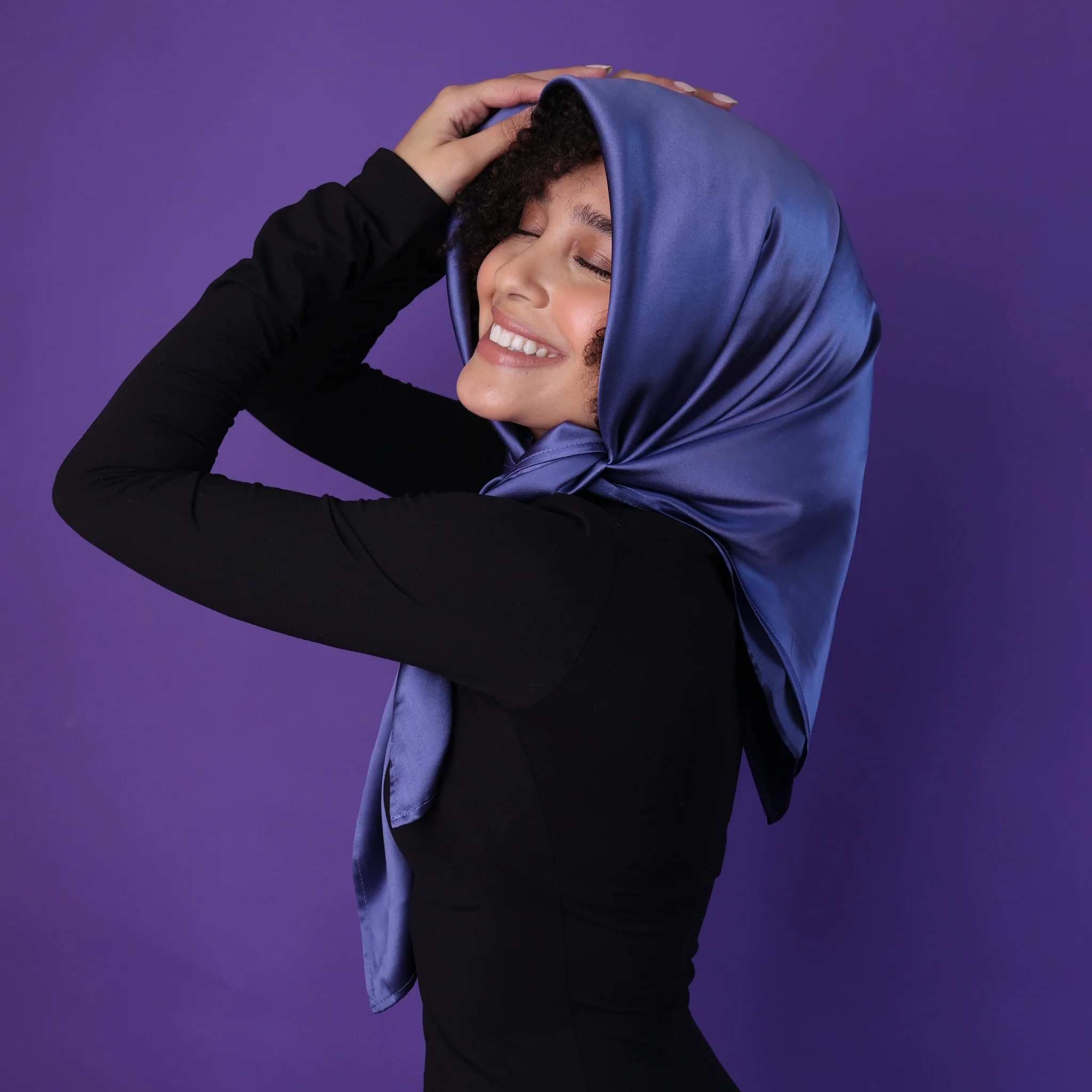 Silk Square Head Scarf - Dusk - Image 6