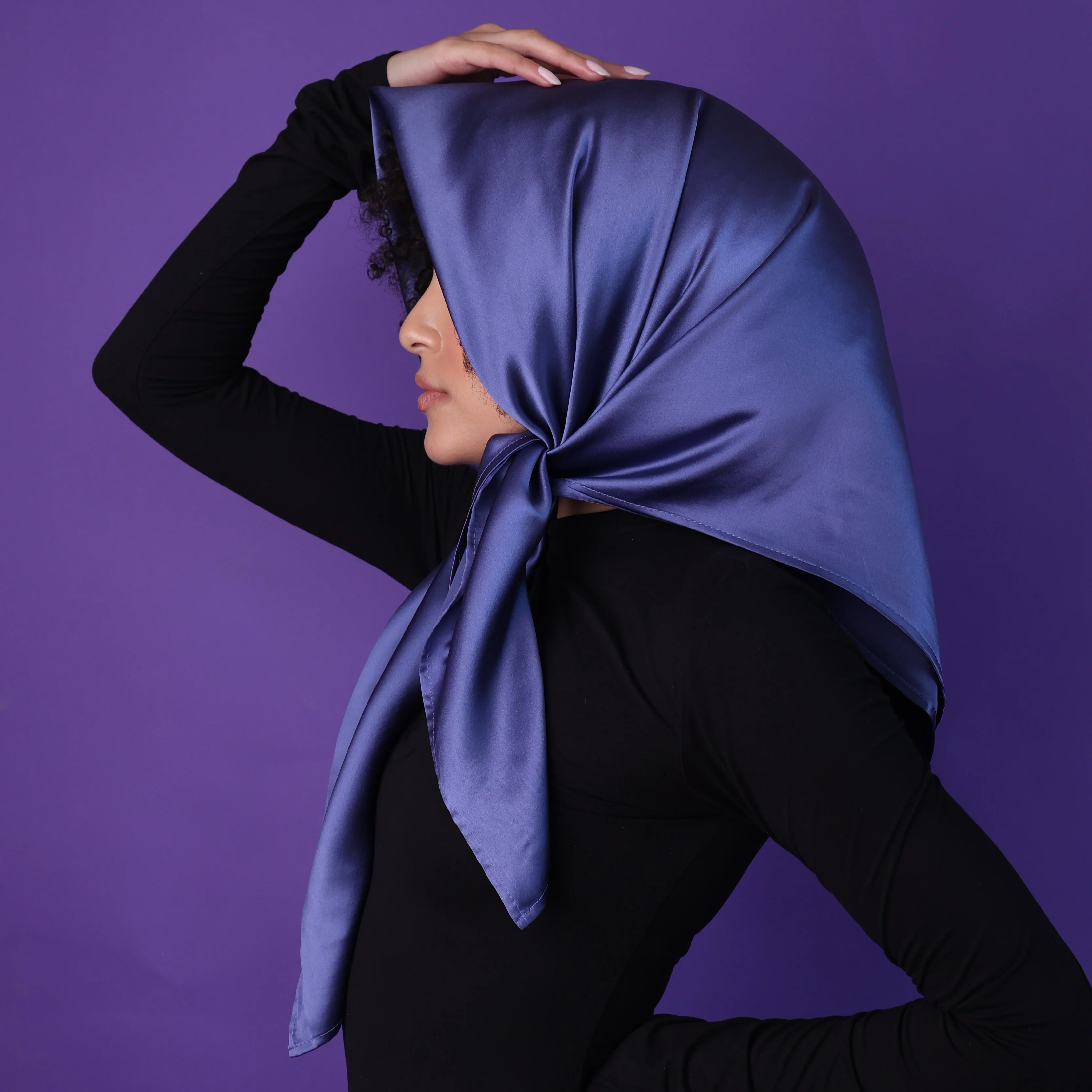 Silk Square Head Scarf - Dusk - Image 7
