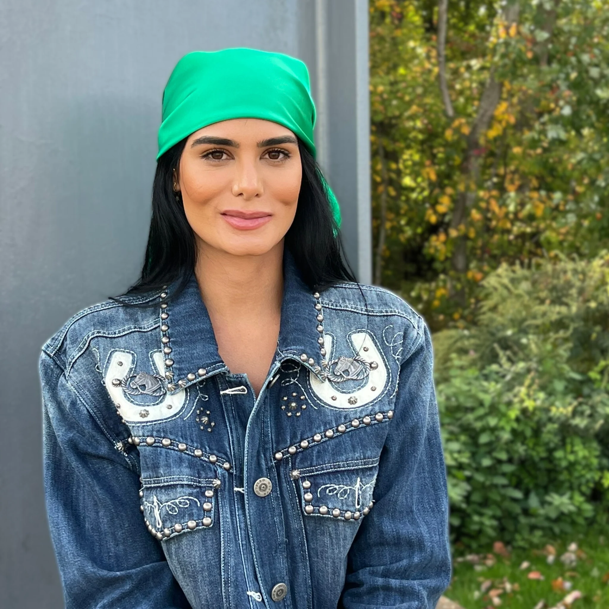 Silk Square Head Scarf - Emerald - Image 10