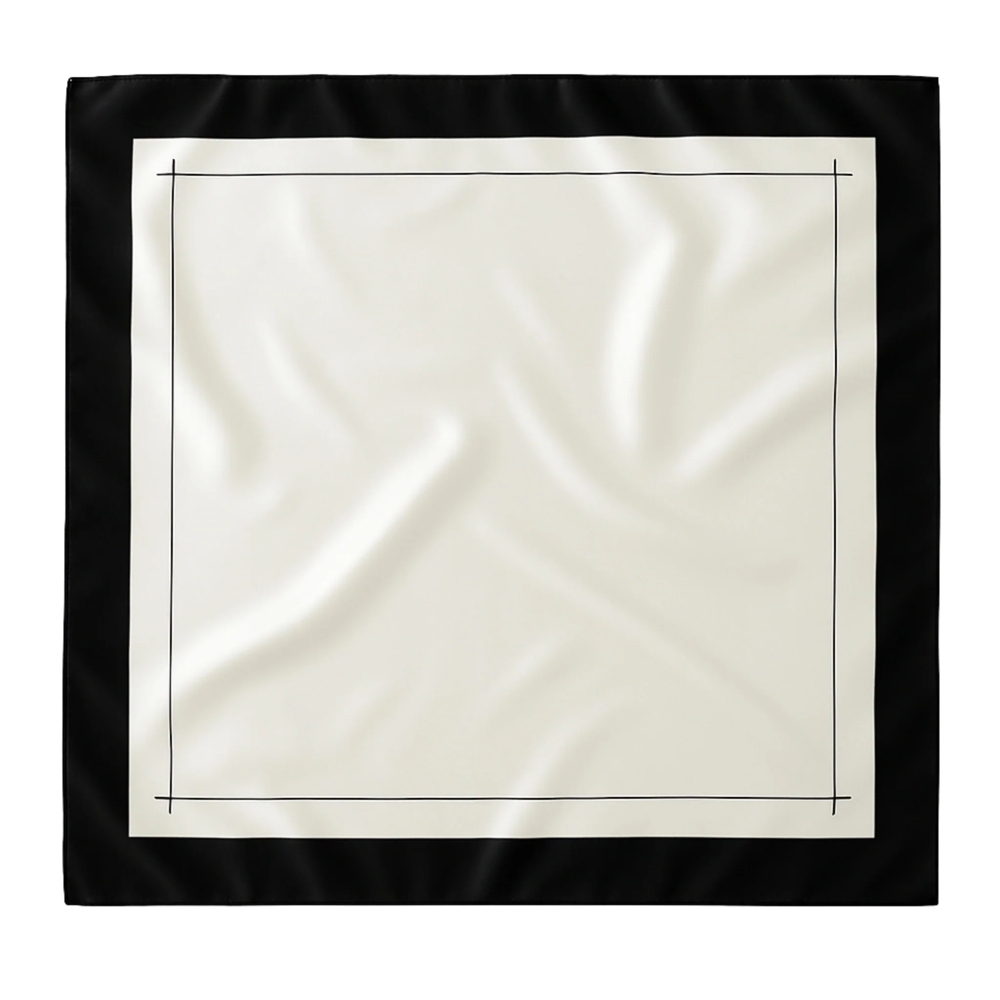 Silk Square Head Scarf - Black/Ivory - Image 3