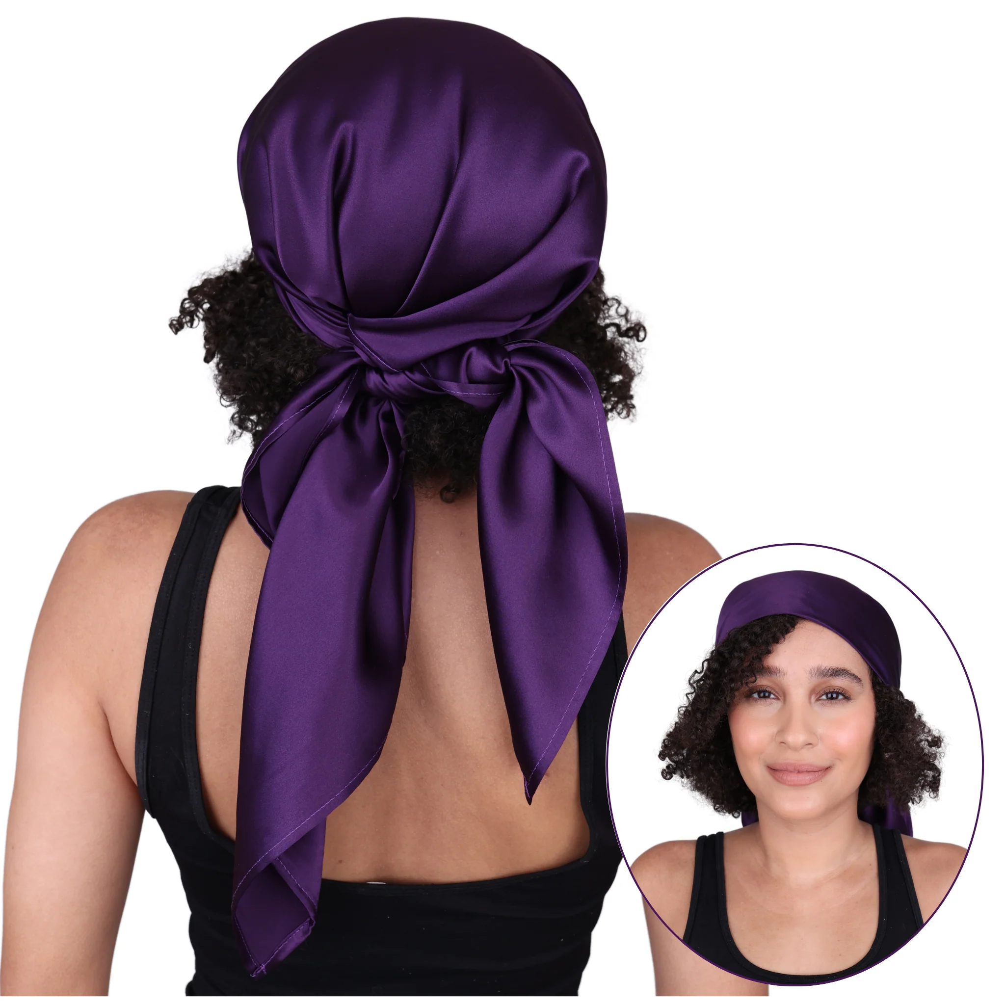 Silk Square Head Scarf - Plum